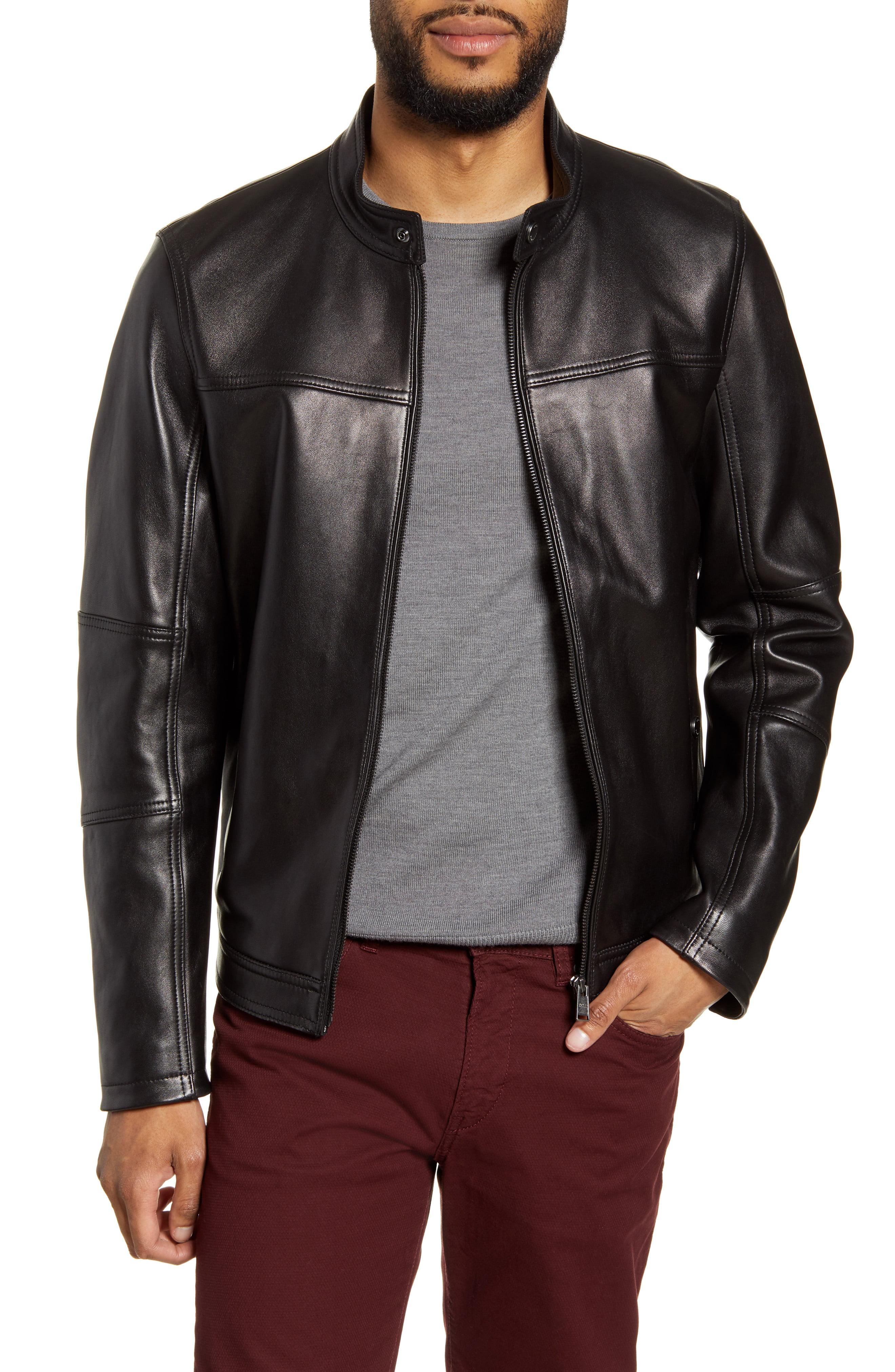 BOSS by HUGO BOSS Nestem Leather Moto Jacket in Black for Men - Lyst