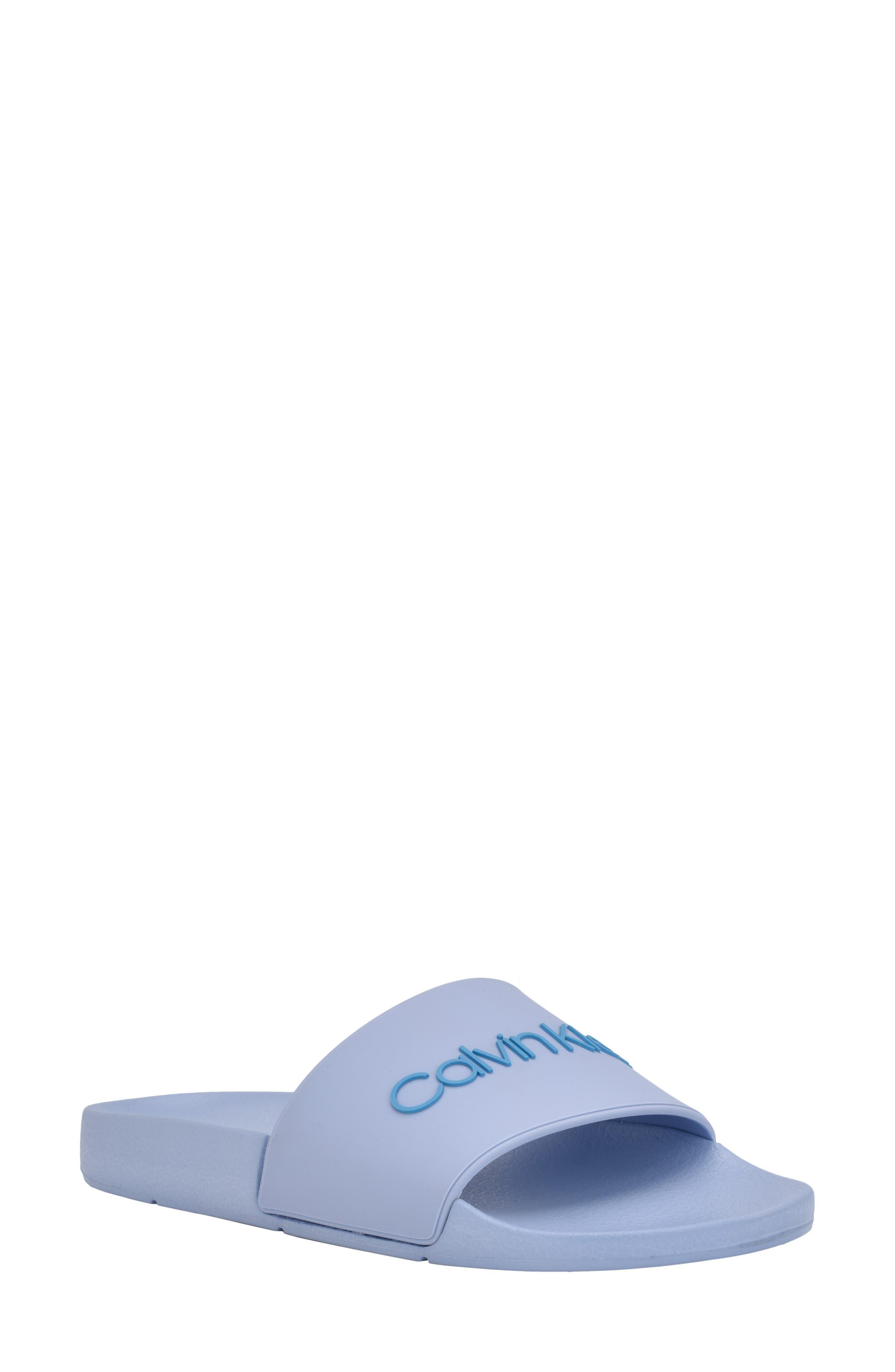 Calvin Klein Andies Slide Sandal In Light Blue At Nordstrom Rack | Lyst