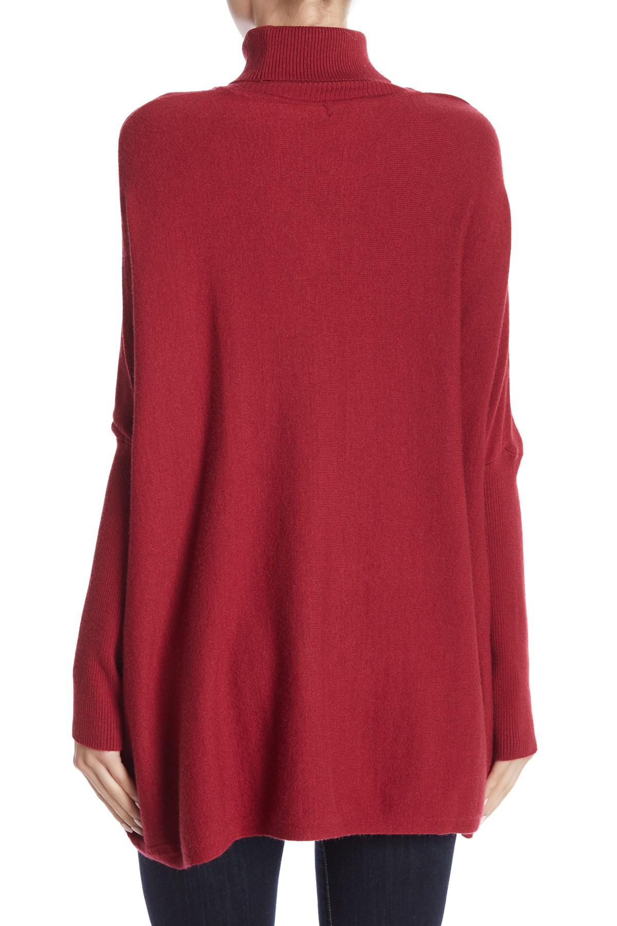 Joseph A Oversized Boxy Long Sleeve Turtleneck Sweater in Red Lyst