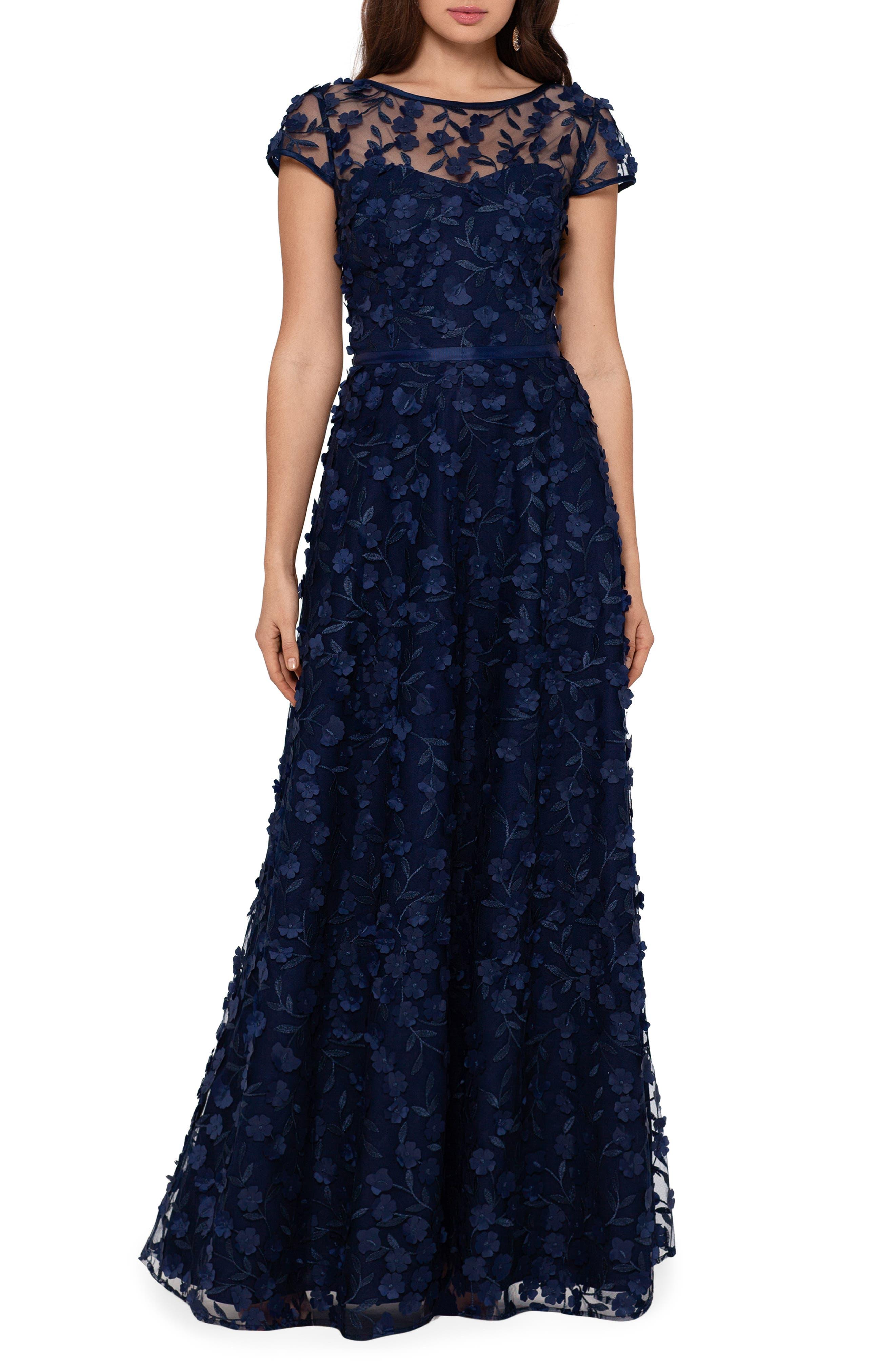 xscape floral embroidered dress