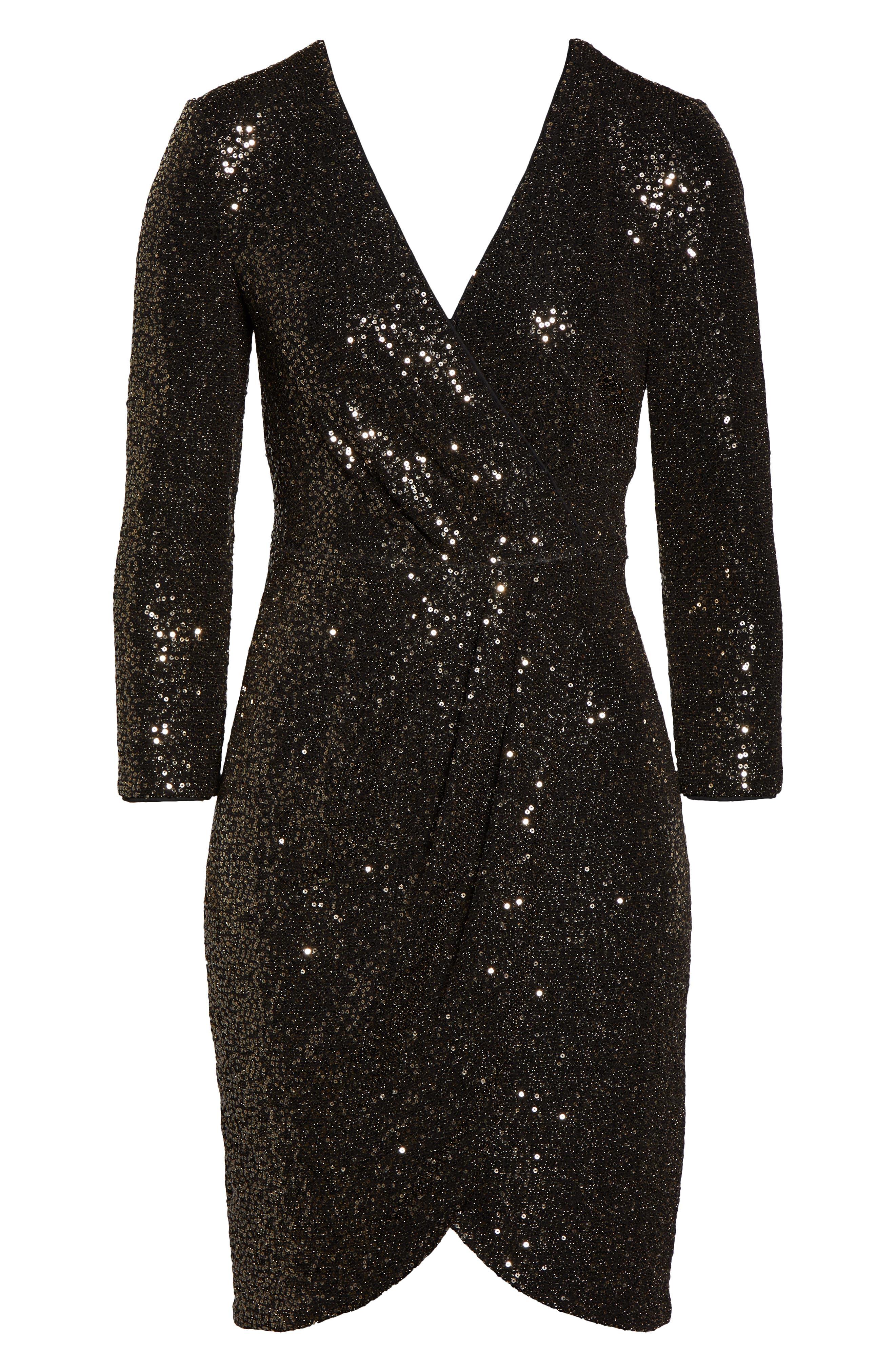 Eliza j sequin shop faux wrap dress