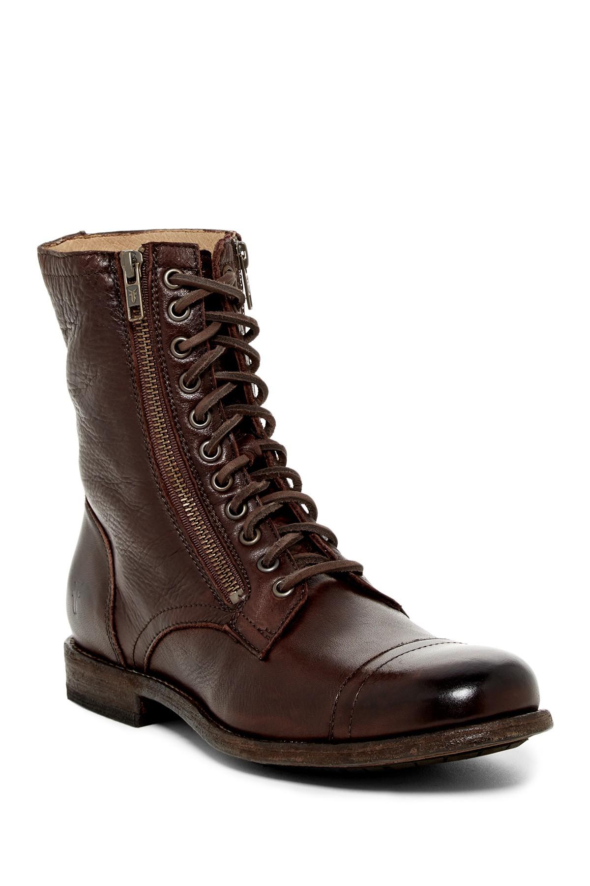 Lyst Frye Tyler Double Zip Lace Up Boot In Brown For Men 5148