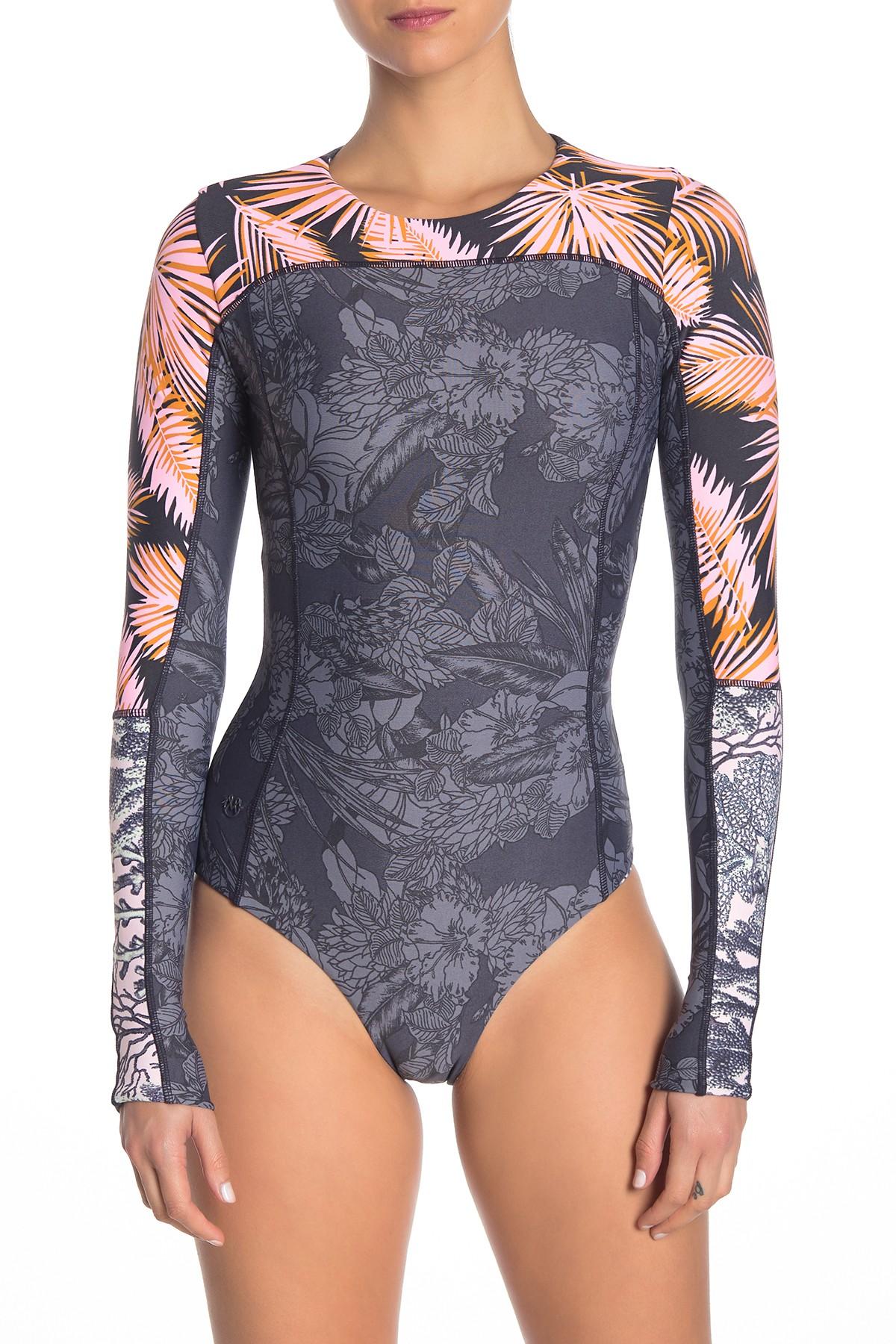 Maaji Surfer Long Sleeve Signature Cut Reversible One-piece Swimsuit in  Gray | Lyst