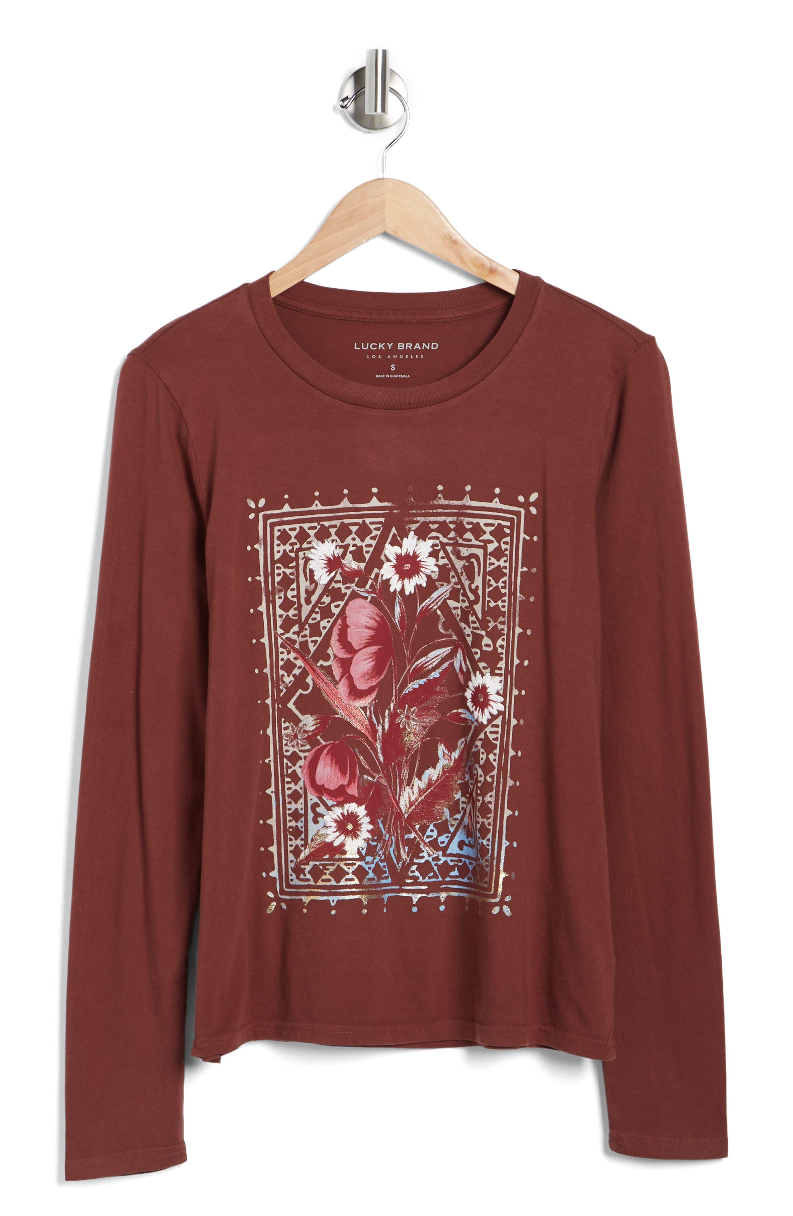 Lucky Brand Tapestry Floral Long Sleeve Cotton Graphic T-shirt in Red | Lyst