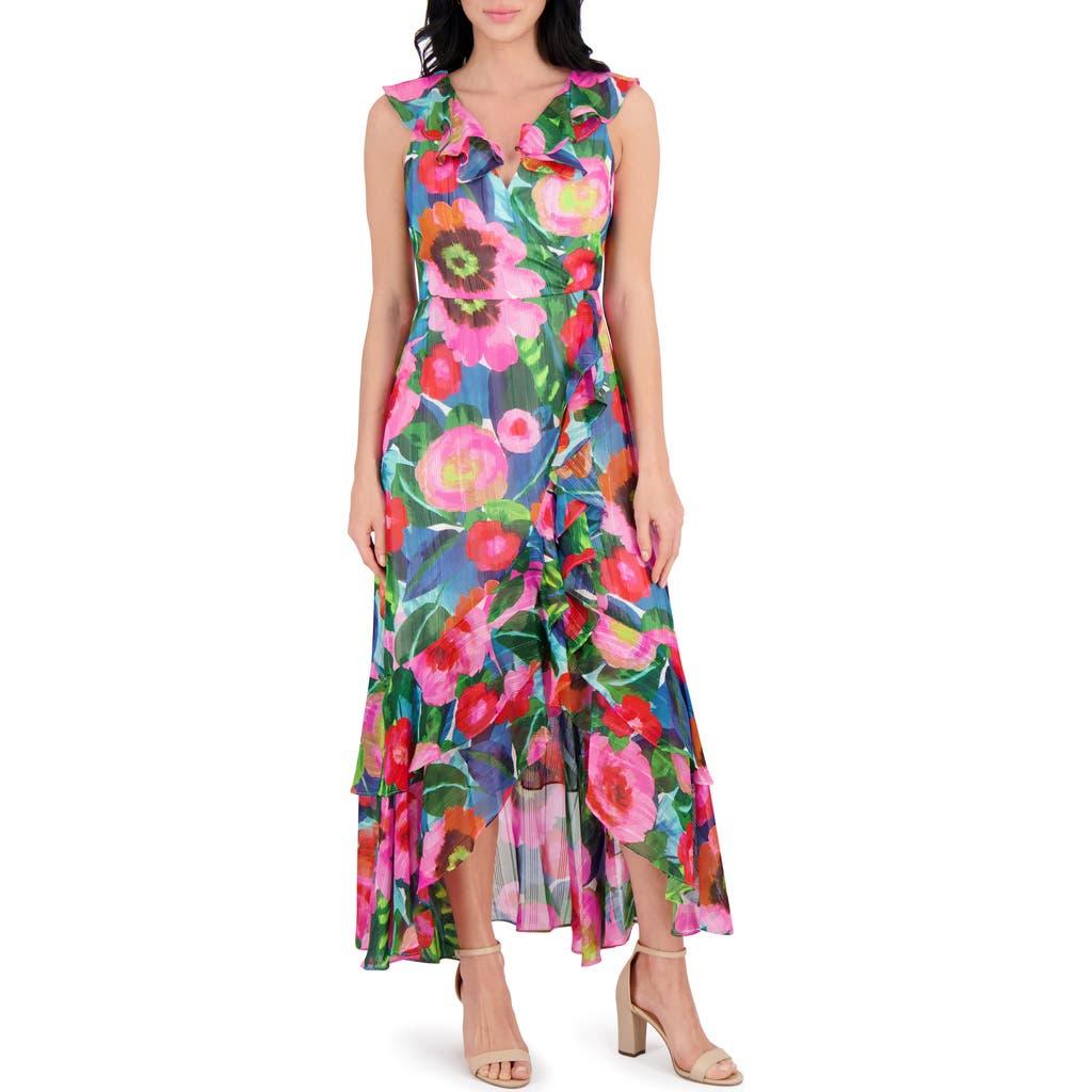 kensie embroidered floral short sleeve v-neck faux wrap dress kensie Women's Embroidered V-Neck Dress
