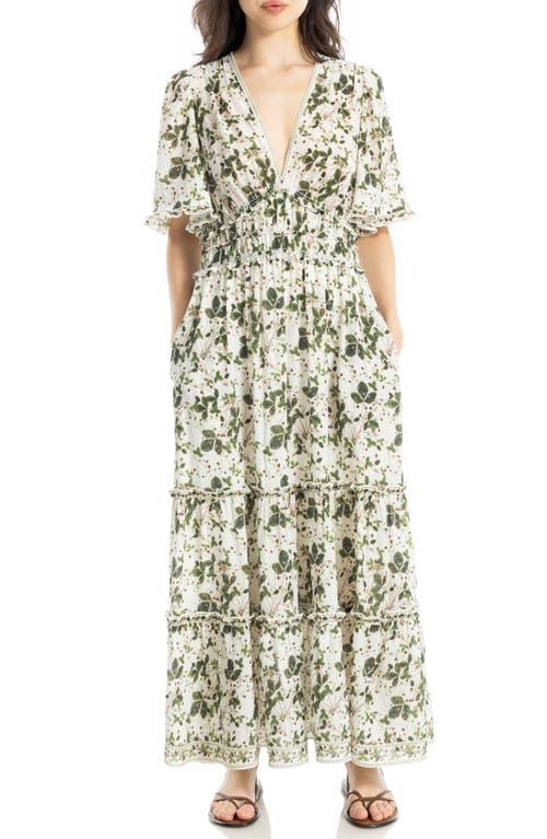 chinese dress ladies Max Studio Women's Elbow Length Sleeve Print Tiered Maxi Dress,  Rosewood/Cerise New Floral Paisley Band, Large at Amazon Women's Clothing  store main image 1