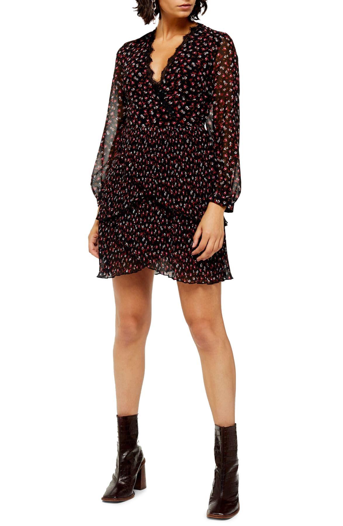 TOPSHOP Lace Pleated Ruffle Floral 