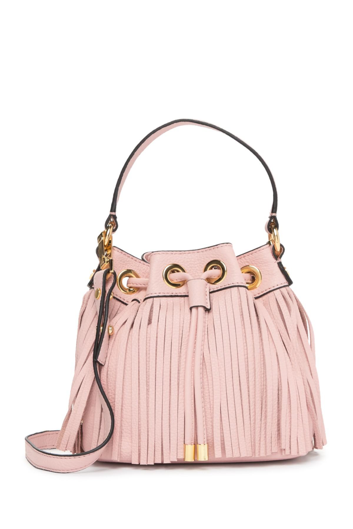 Lyst Milly Es Fringe Small Drawstring Leather Handbag In Pink Gallery