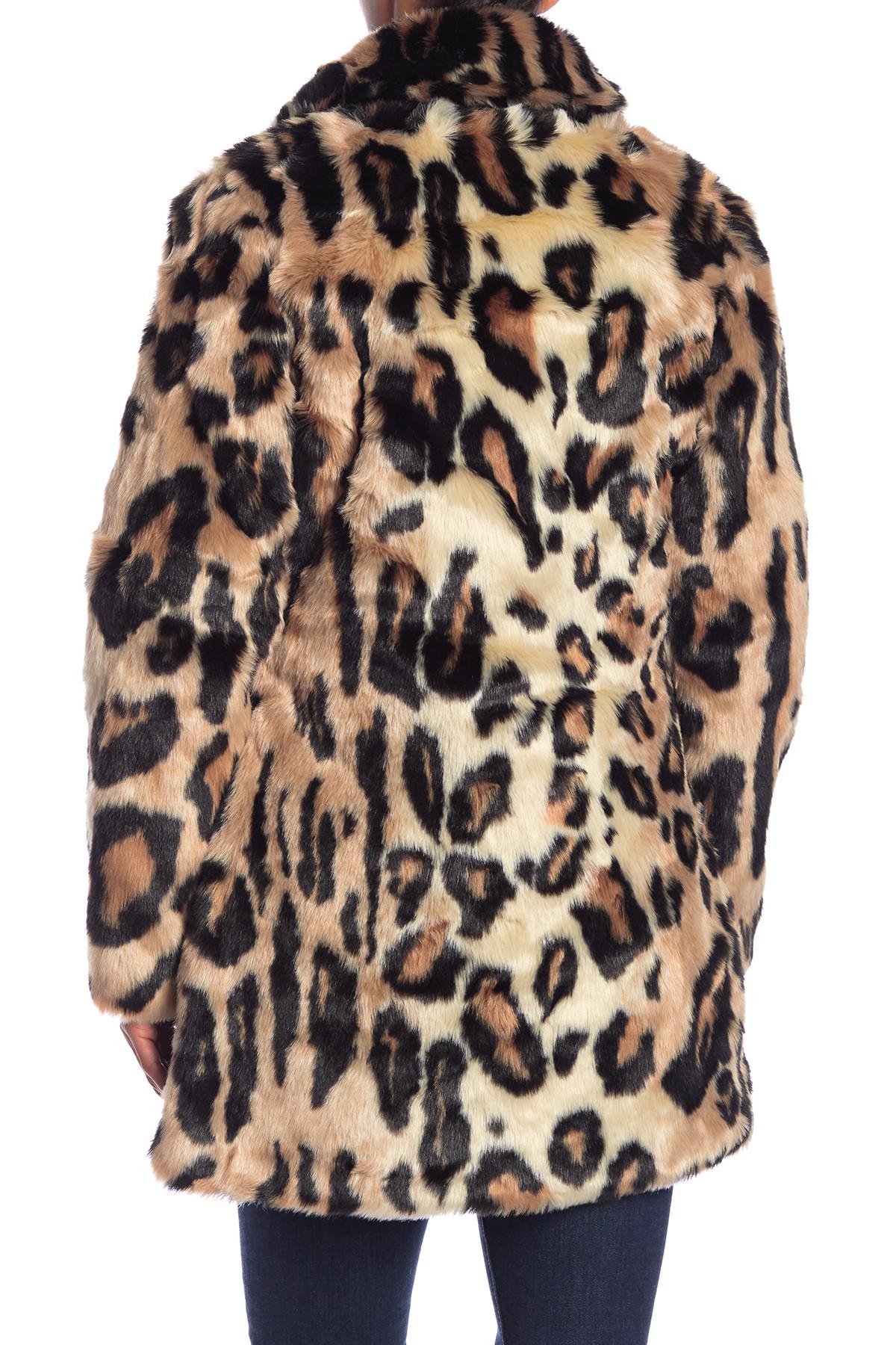 Animal Print Women's Faux Fur Coat Leopard FE8
