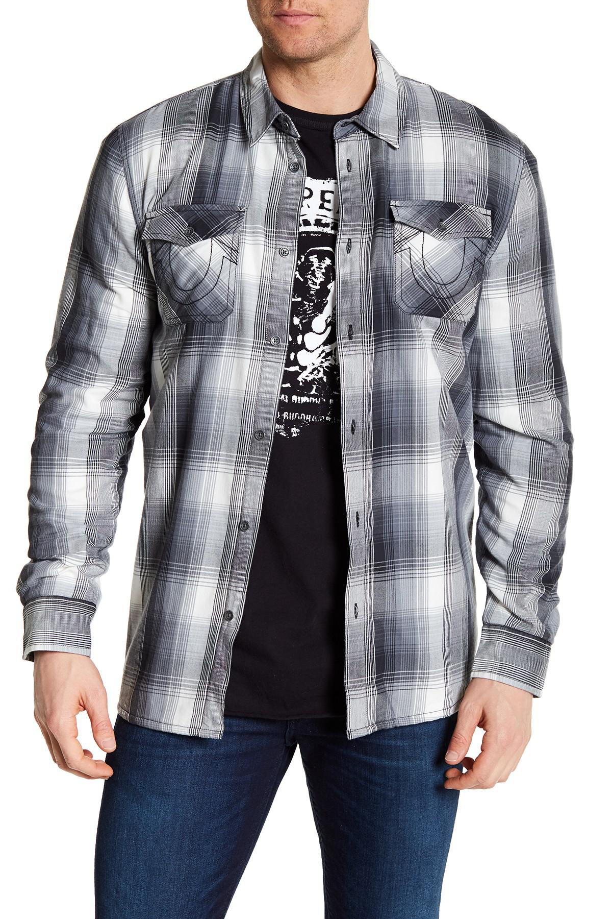 True Religion Fleece Lined Plaid Utility Regular Fit Shirt for Men Lyst