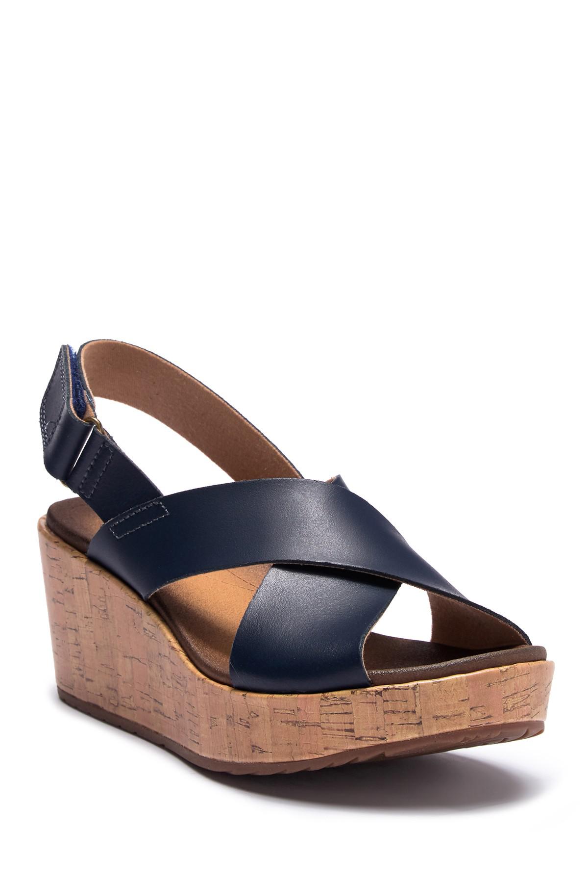 Clarks Stasha Hale Leather Wedge Sandal - Wide Width Available in Blue |  Lyst
