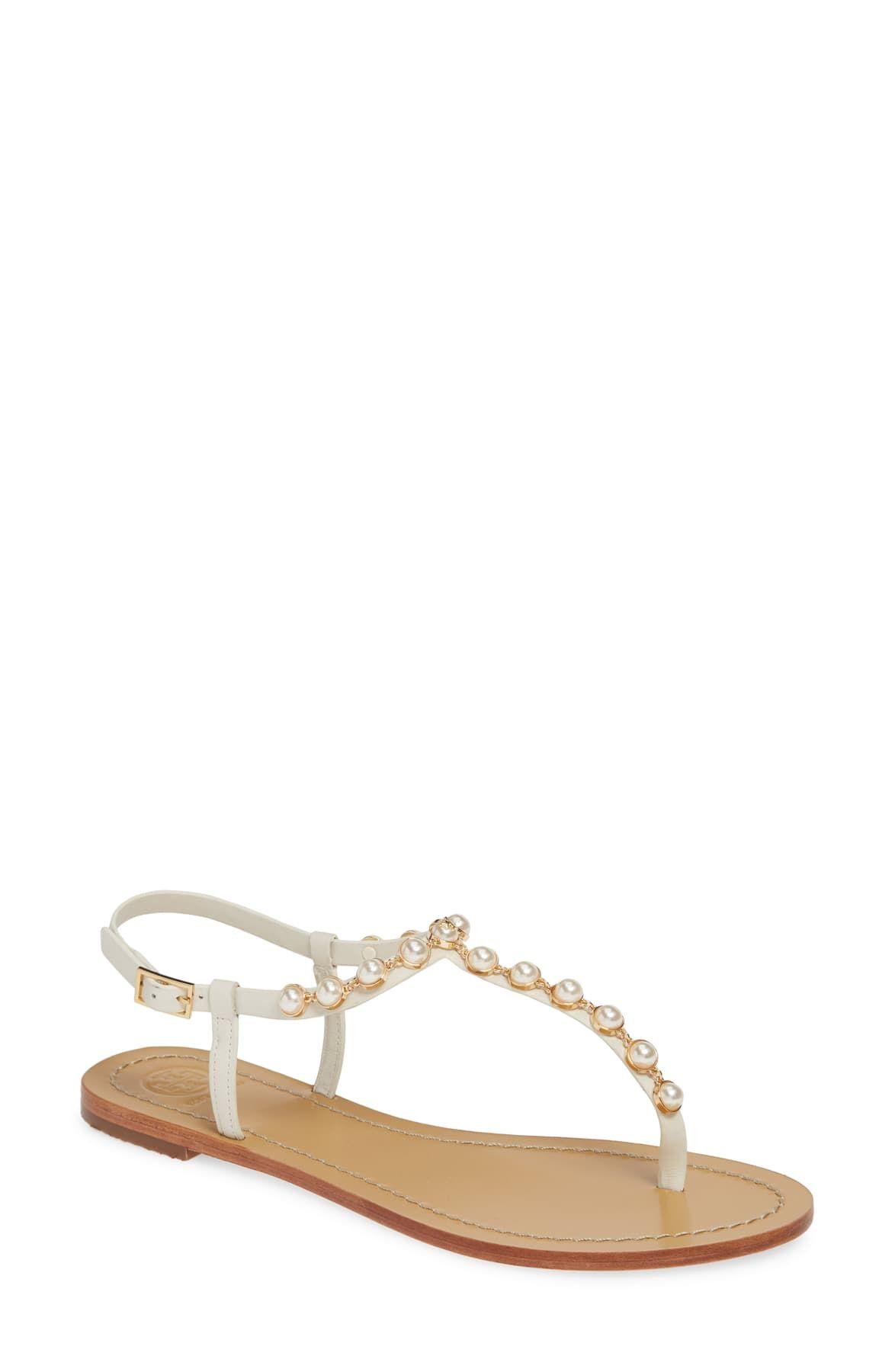 Tory Burch White Jamie Full Logo Thong Calf Leather Sandals Regular (M, B) Listed By Nona B 