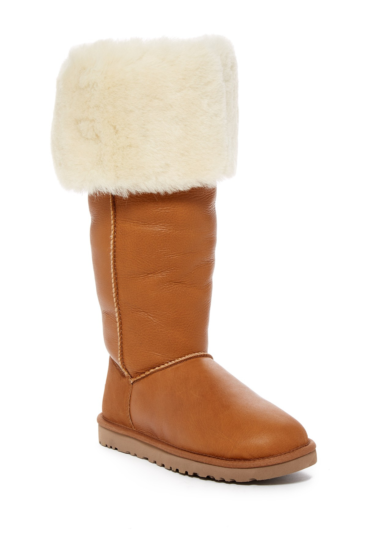 UGG Leather Devandra Convertible Genuine Shearling Over The Knee Boot