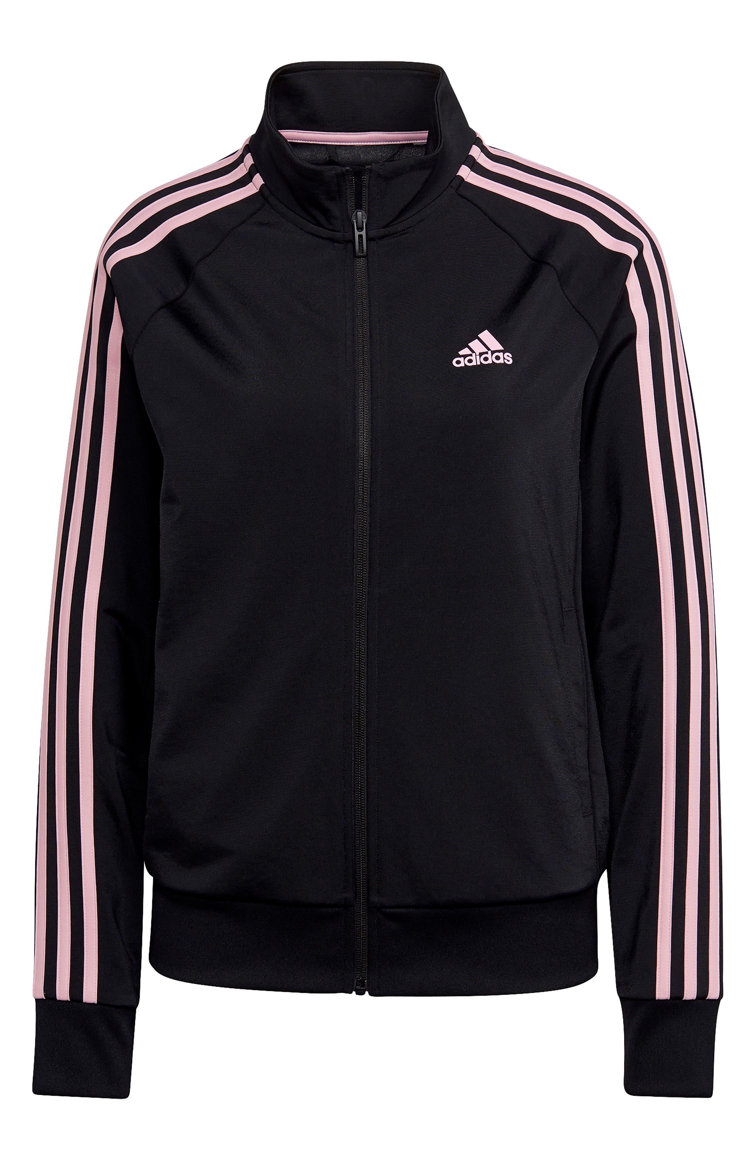 adidas Warm-up Tricot Slim 3-stripes Track Jacket In Black/true Pink At  Nordstrom Rack | Lyst
