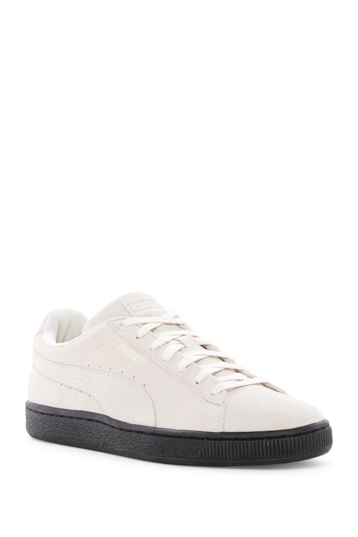 PUMA Suede Black Sole Sneaker in White for Men | Lyst