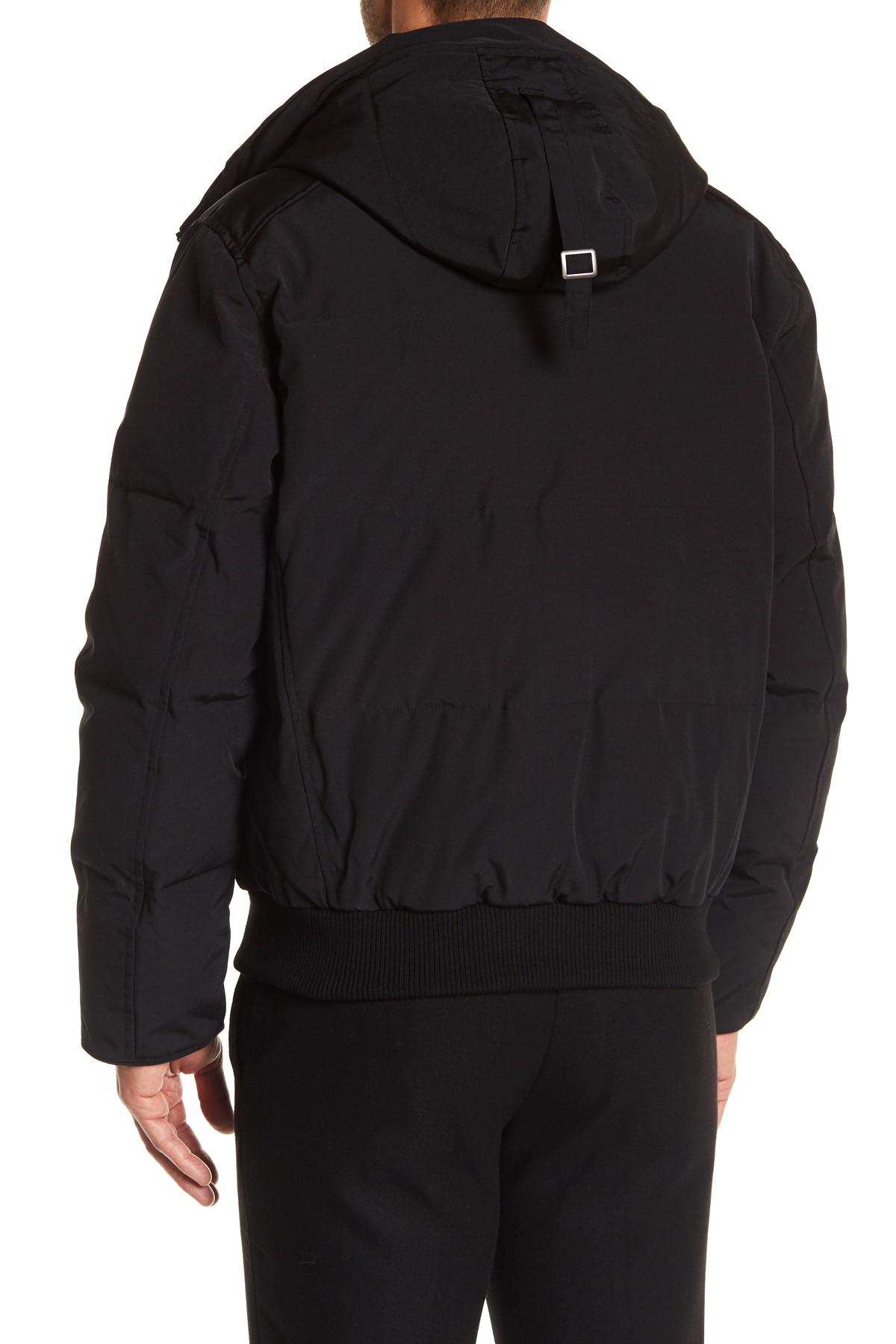 oxford down hooded bomber jacket