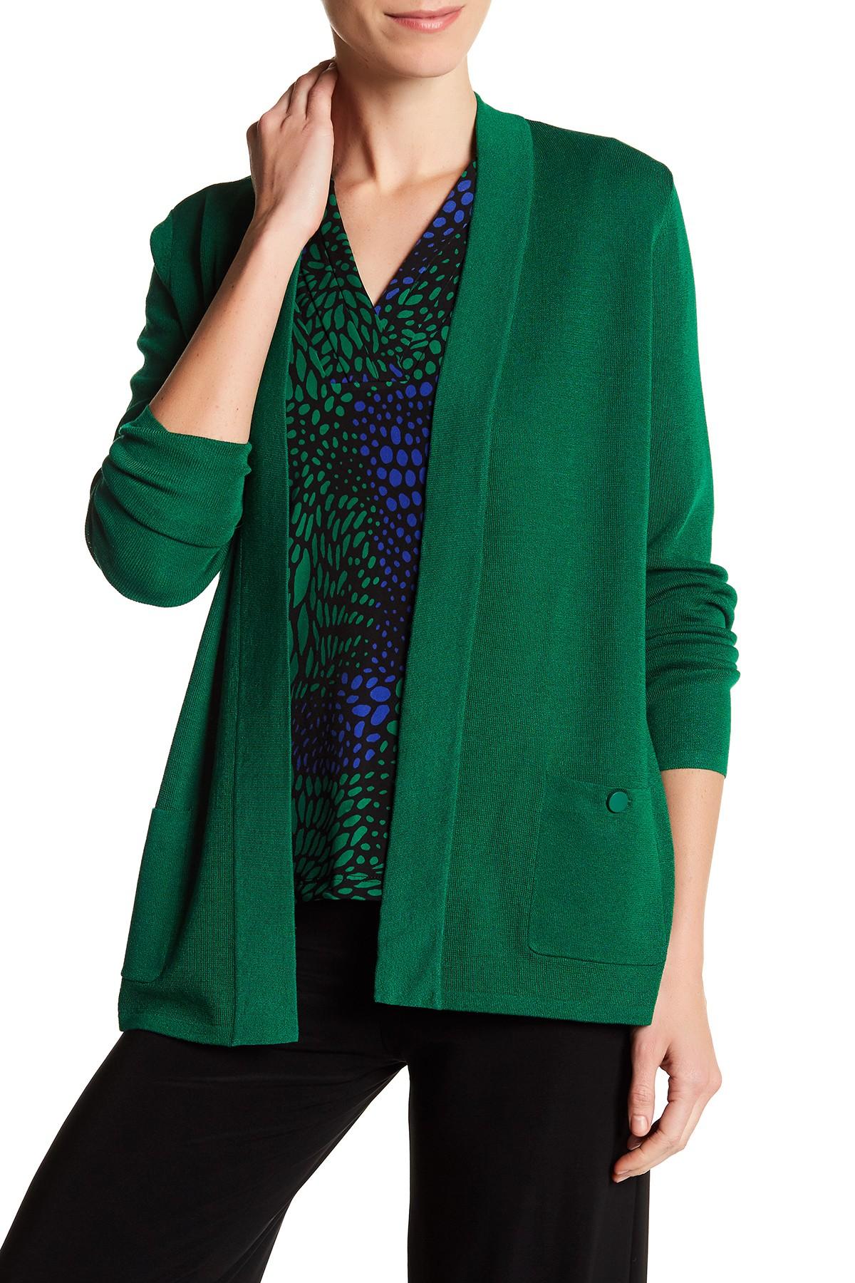 Anne Klein Malibu Sweater Cardigan in Green | Lyst