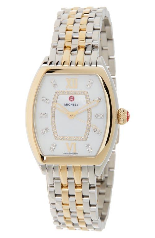 Michele Diamond Two Tone Bracelet Timepiece in Metallic Lyst