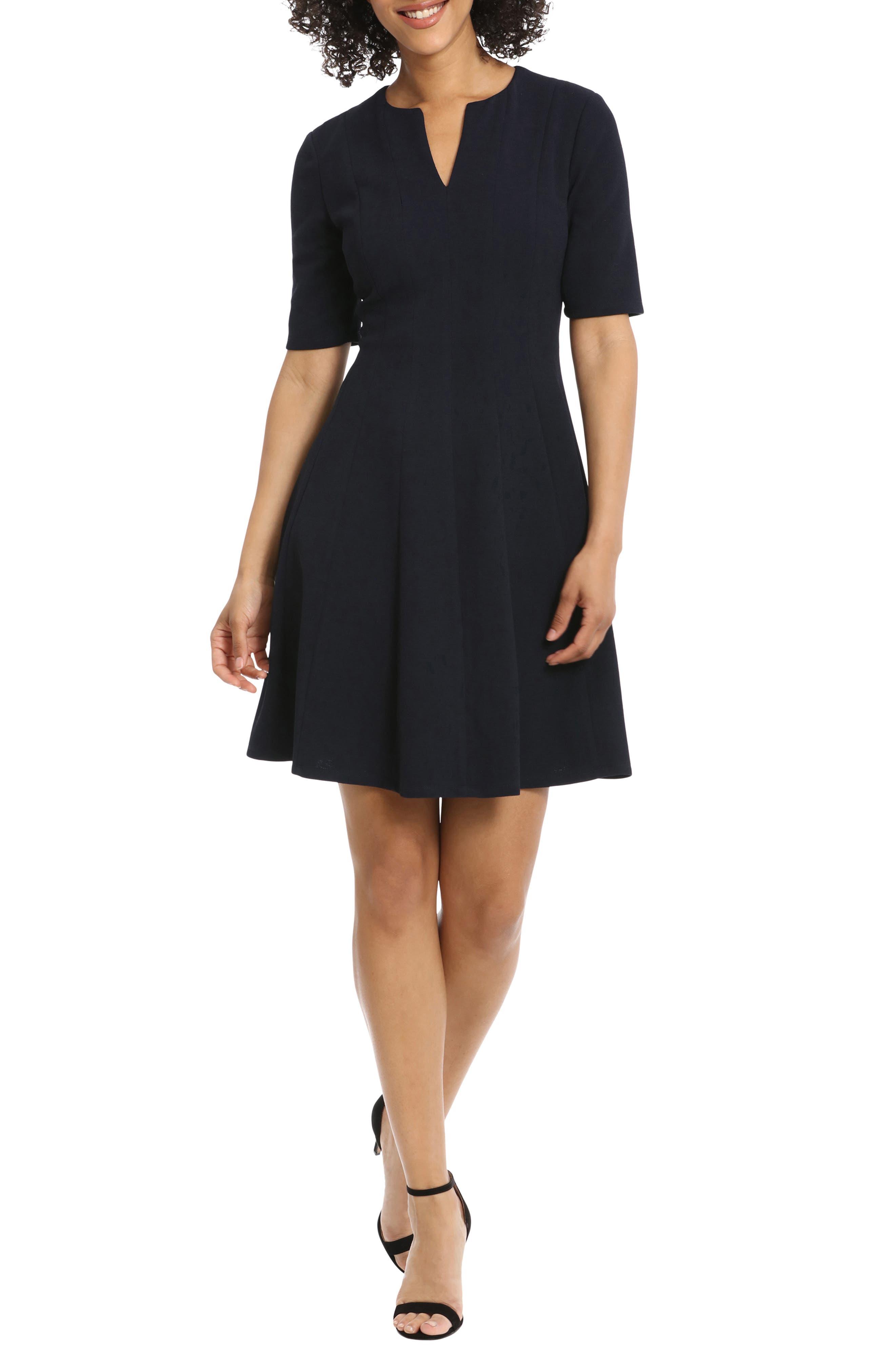 Maggy London Short Sleeve Fit & Flare Dress in Black | Lyst