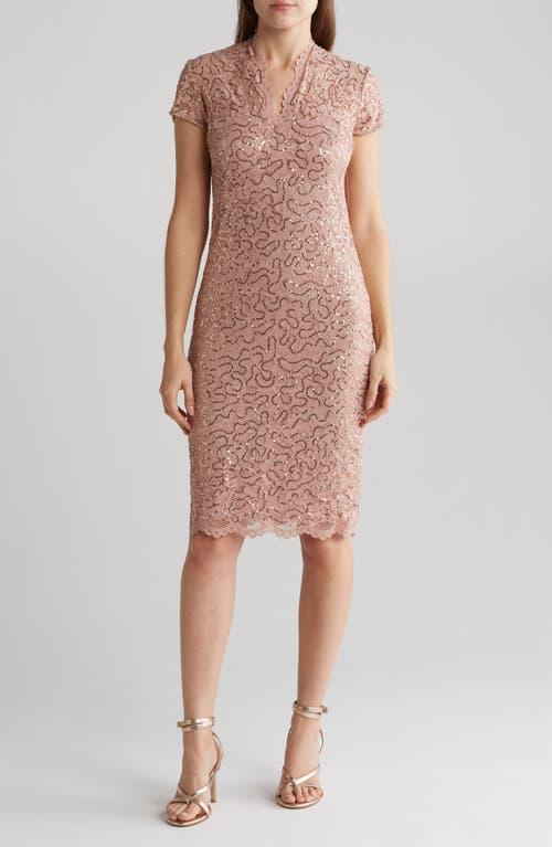 Marina Sequin Lace Cap Sleeve Sheath Dress in Pink Lyst