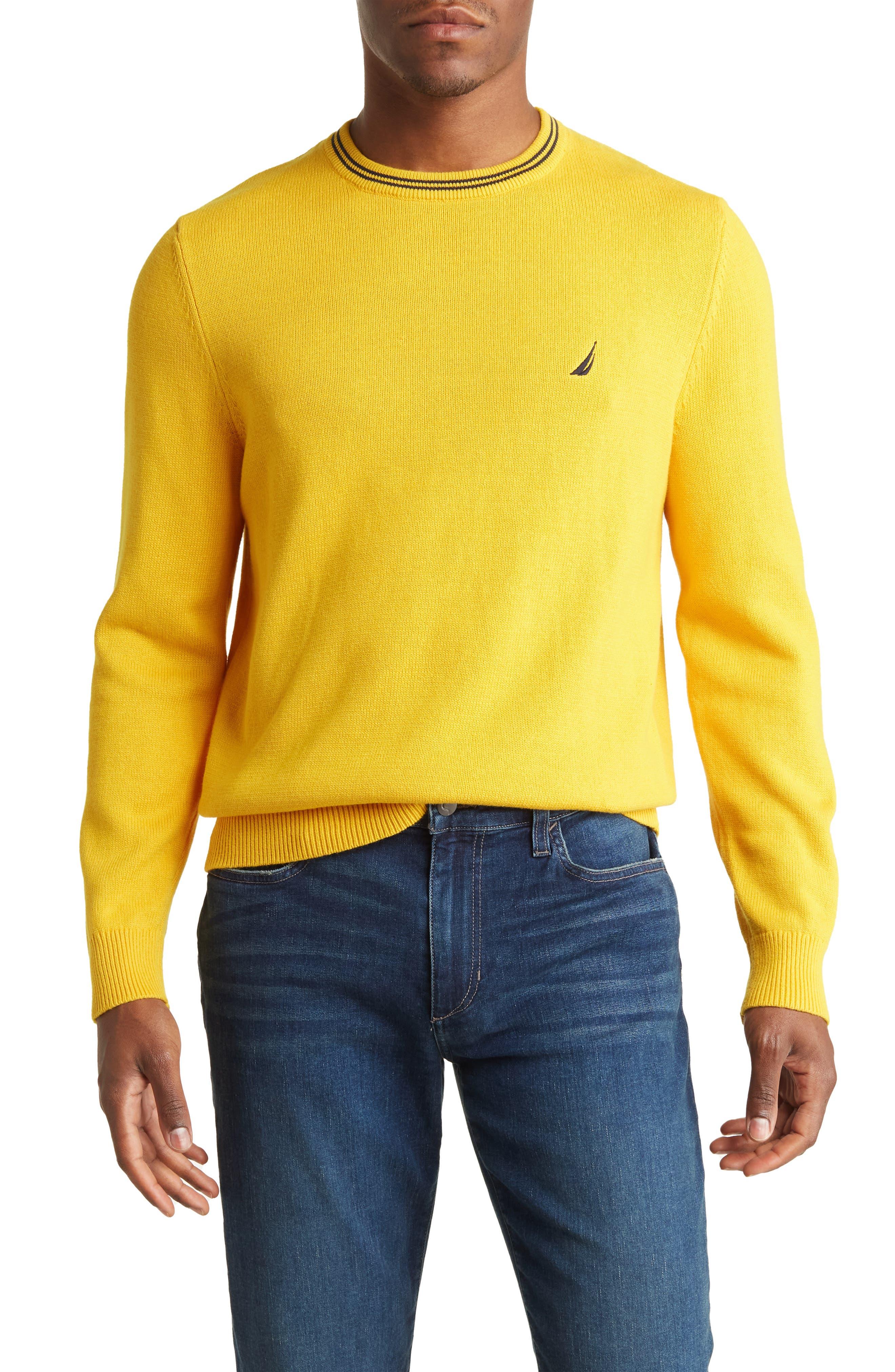 Nautica Tipped Crew Neck Sweater In Old Gold At Nordstrom Rack in Yellow  for Men | Lyst