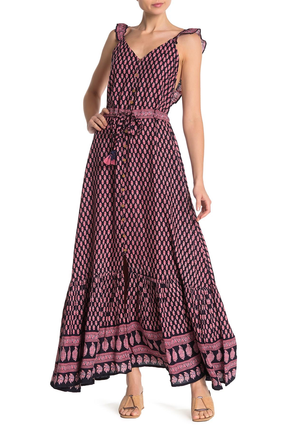 avah ruffle strap maxi
