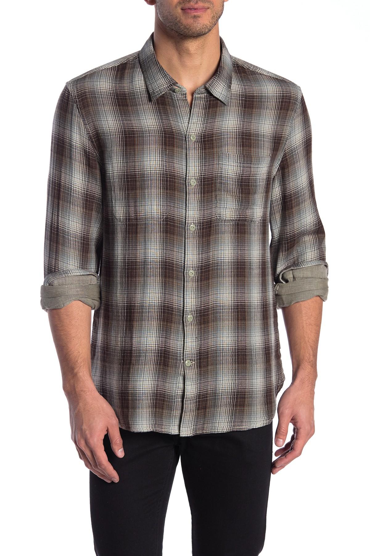 John Varvatos Cotton Plaid Reversible Trim Fit Shirt in Chestnut (Brown ...