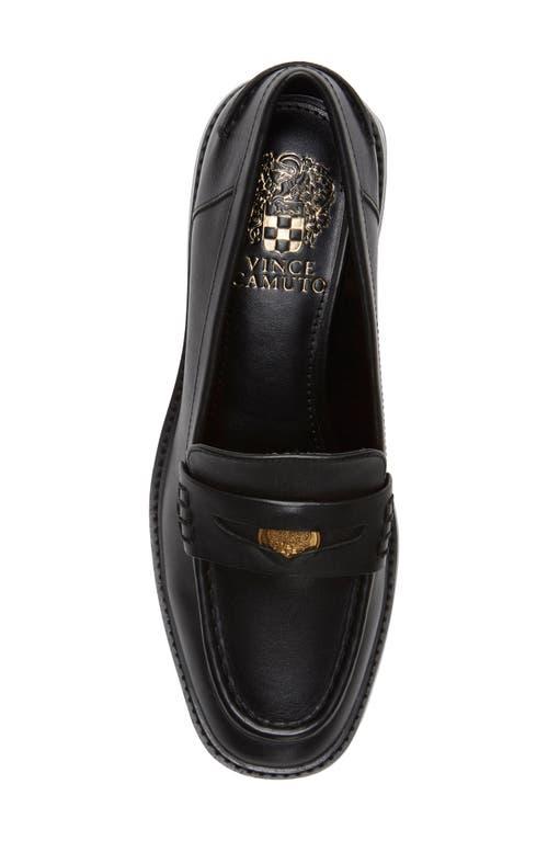 Vince Camuto Erinesa Black Leather 2” Block Heel Loafers Gold Coin Crest 7M NEW Vince Camuto Erinesa Block Penny Loafer in Black | Lyst main image 3
