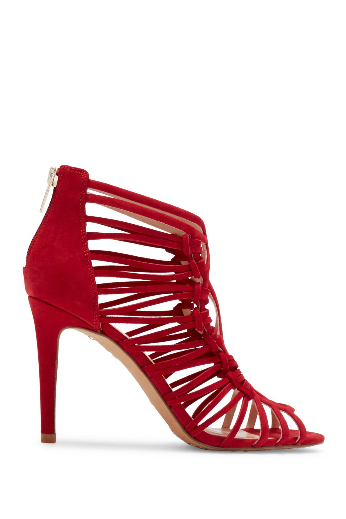 Vince Camuto Leather Joshalan Strappy Suede Sandal in Red - Lyst