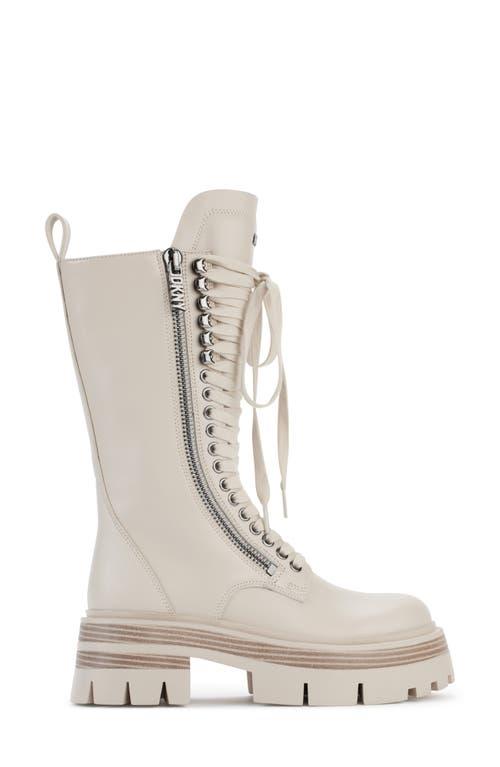 DKNY Verika Lace-Up Lug Sole Boot in White Lyst