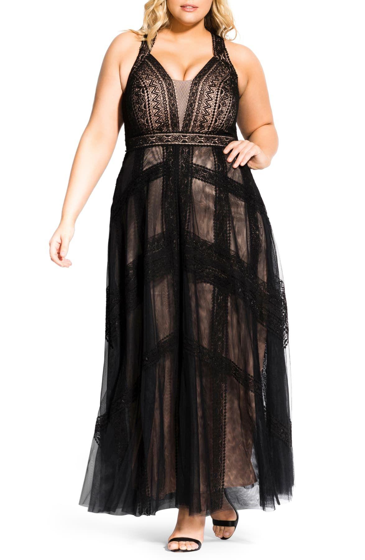 City Chic Divine Whimsy Maxi Dress in Black | Lyst