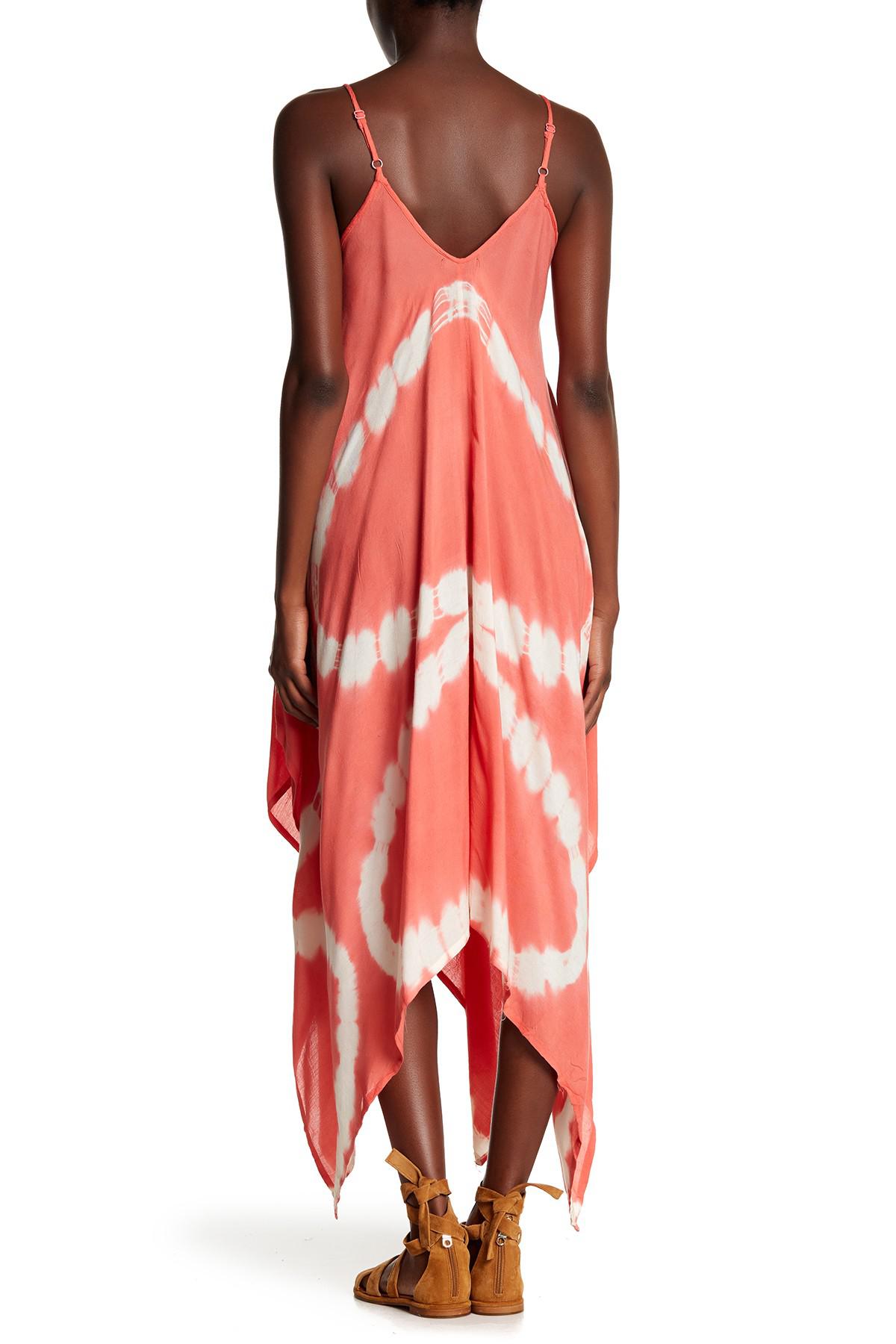 Lyst - Boho Me Tie-dye Handkerchief Hem Maxi Dress in Pink