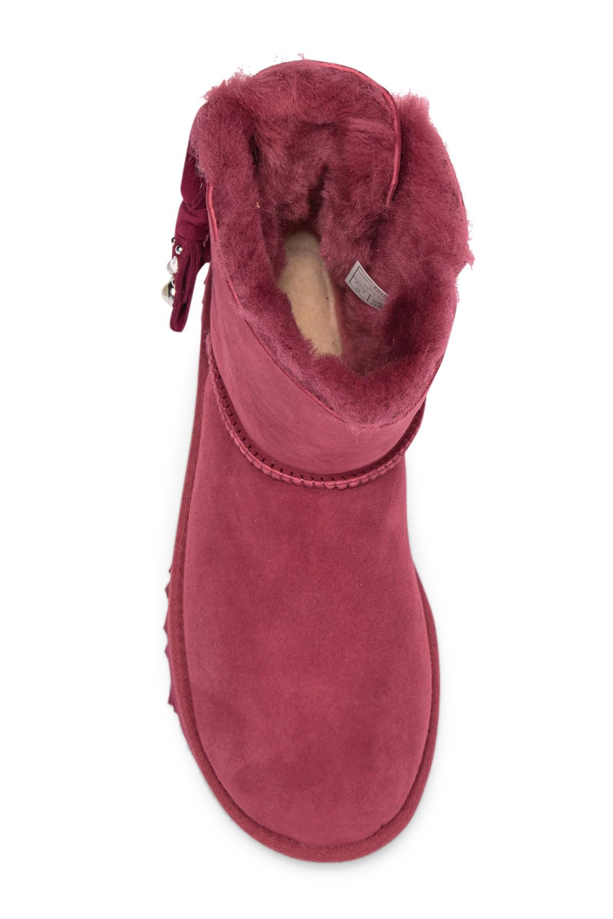 ugg mini bailey brilliant bow genuine shearling bootie