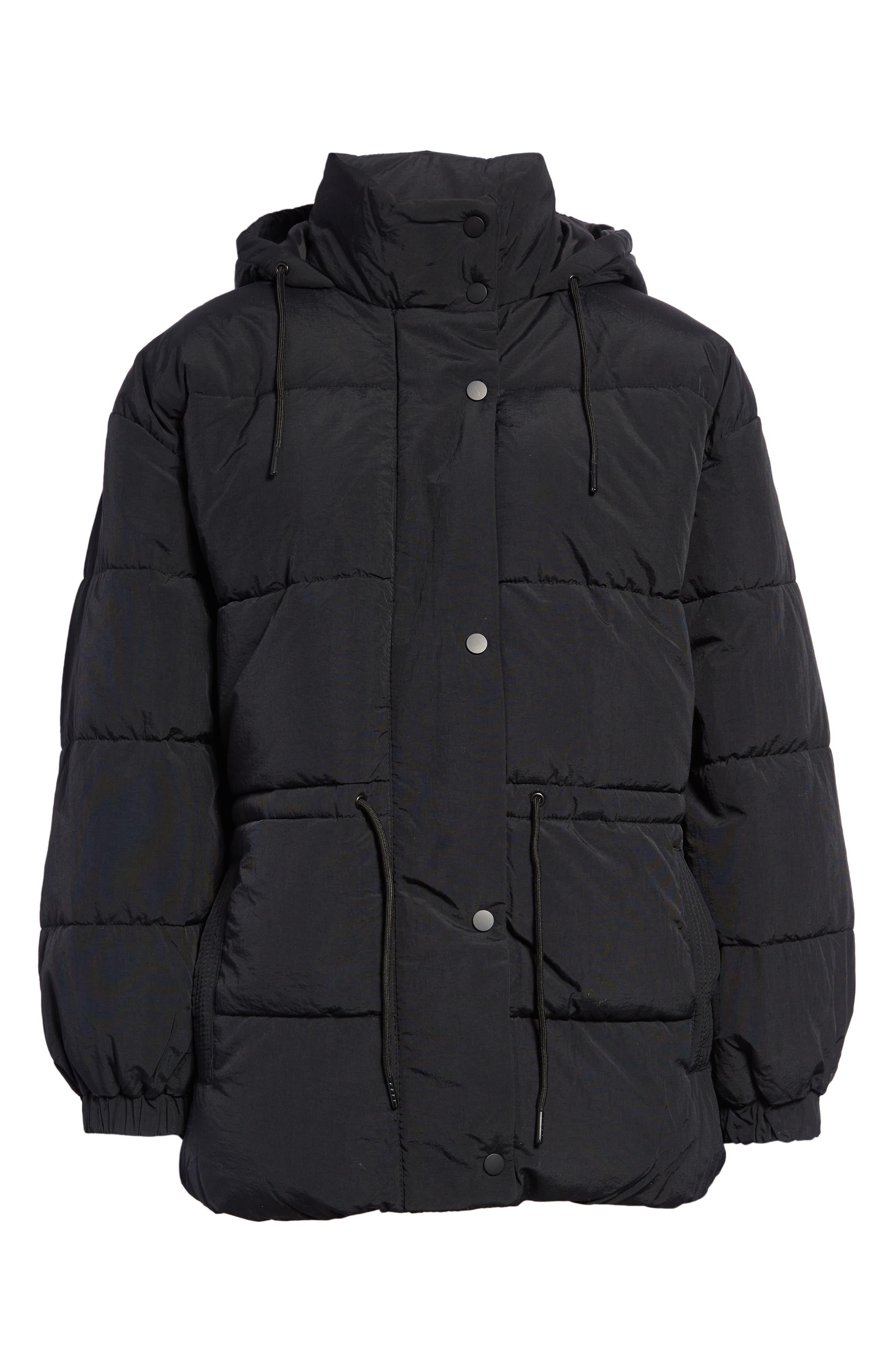 puffer jacket tie waist