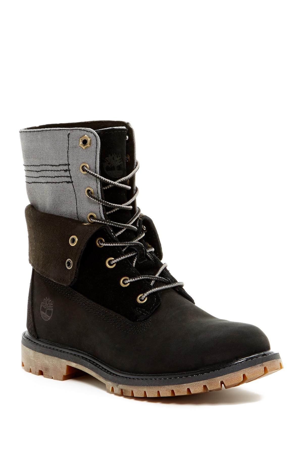 Timberland Authentic Canvas Double Fold Boot in Black | Lyst