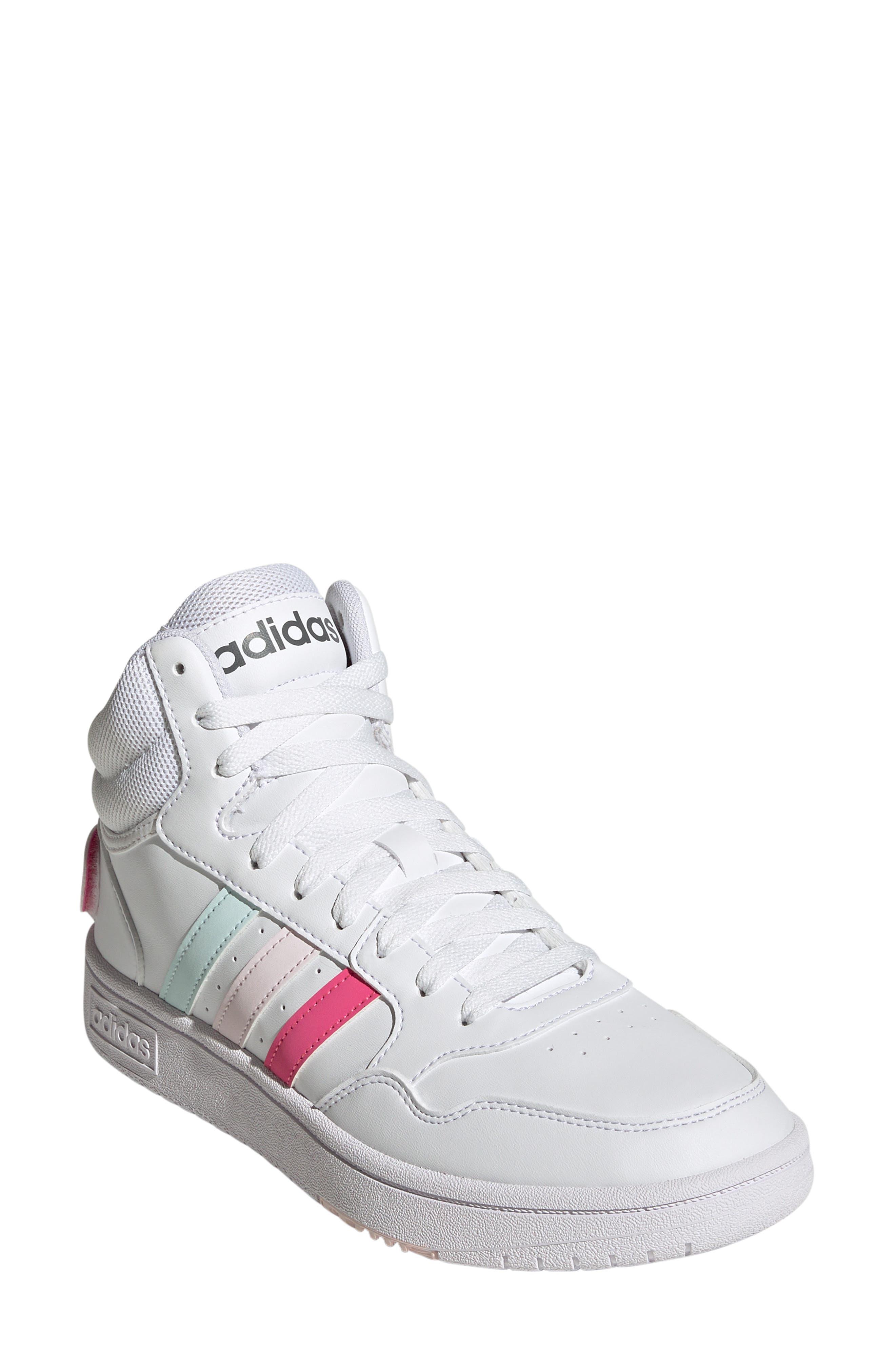 adidas Hoops 3.0 Mid Sneaker In White/magenta/almost Pink At Nordstrom