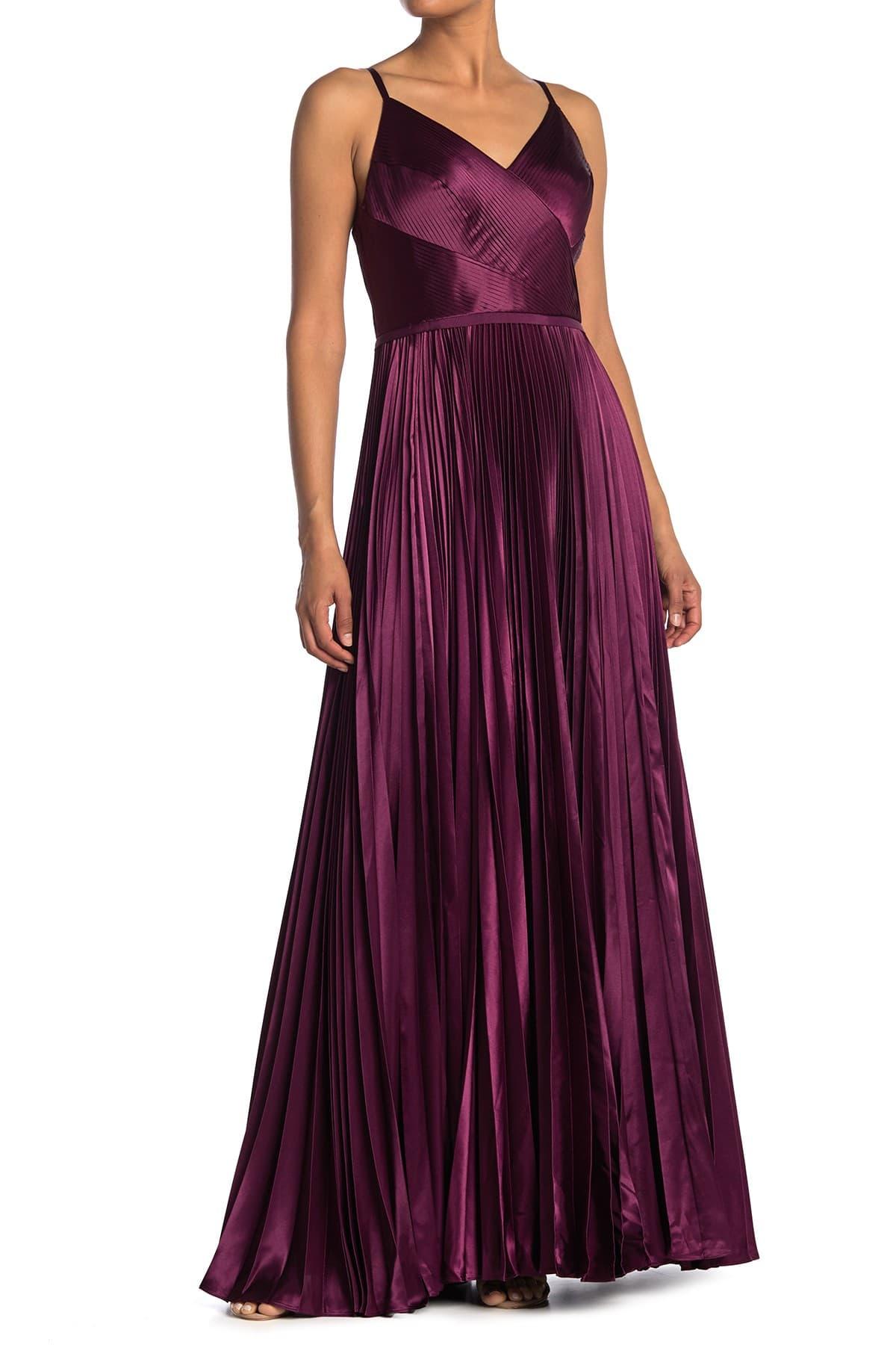 Ted Baker Pleat Satin Maxi Dress in Deep Purple (Purple) - Lyst