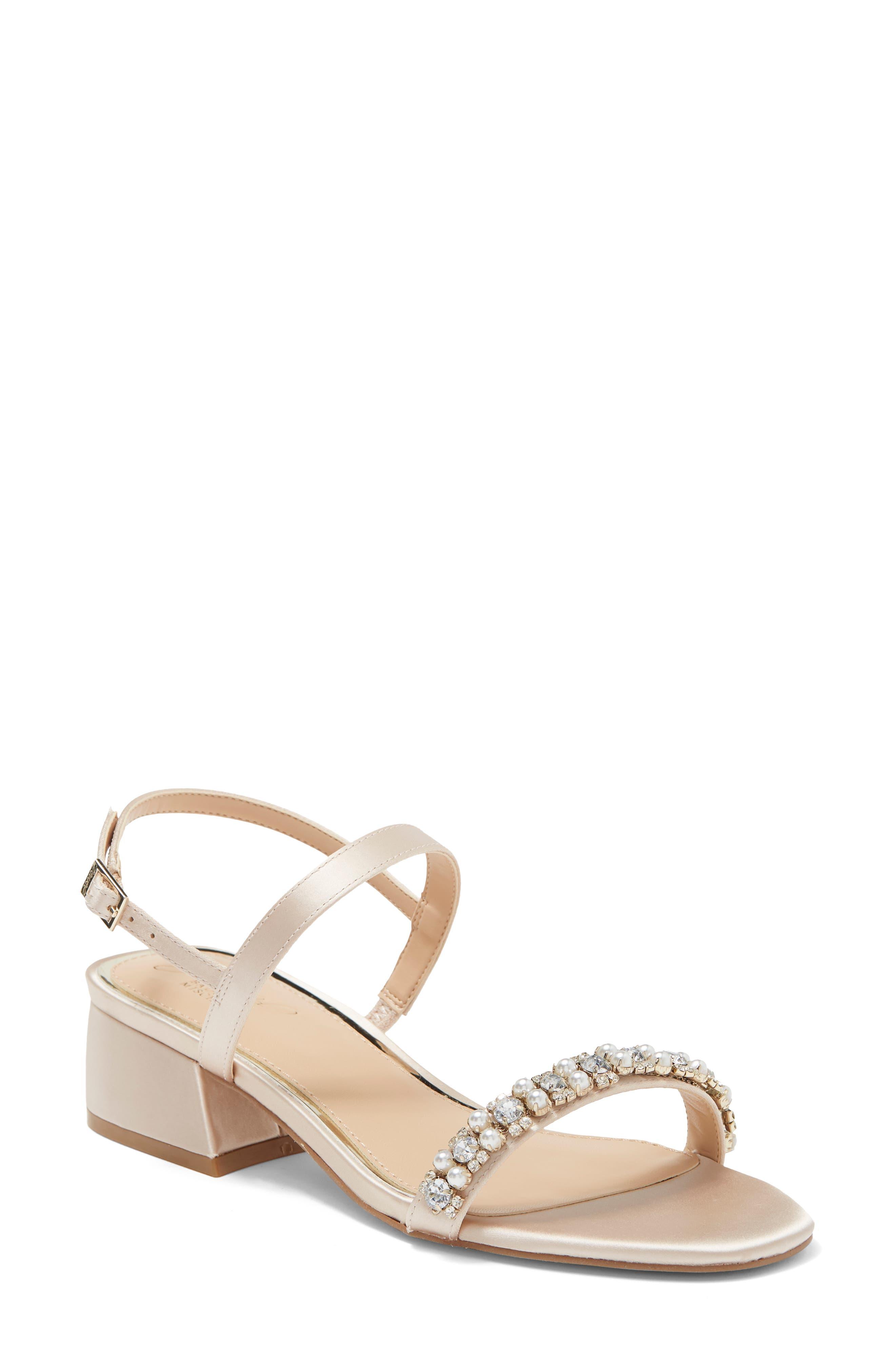 Badgley Mischka Autumn Block Heel Sandal In Champagne At Nordstrom Rack in Natural | Lyst