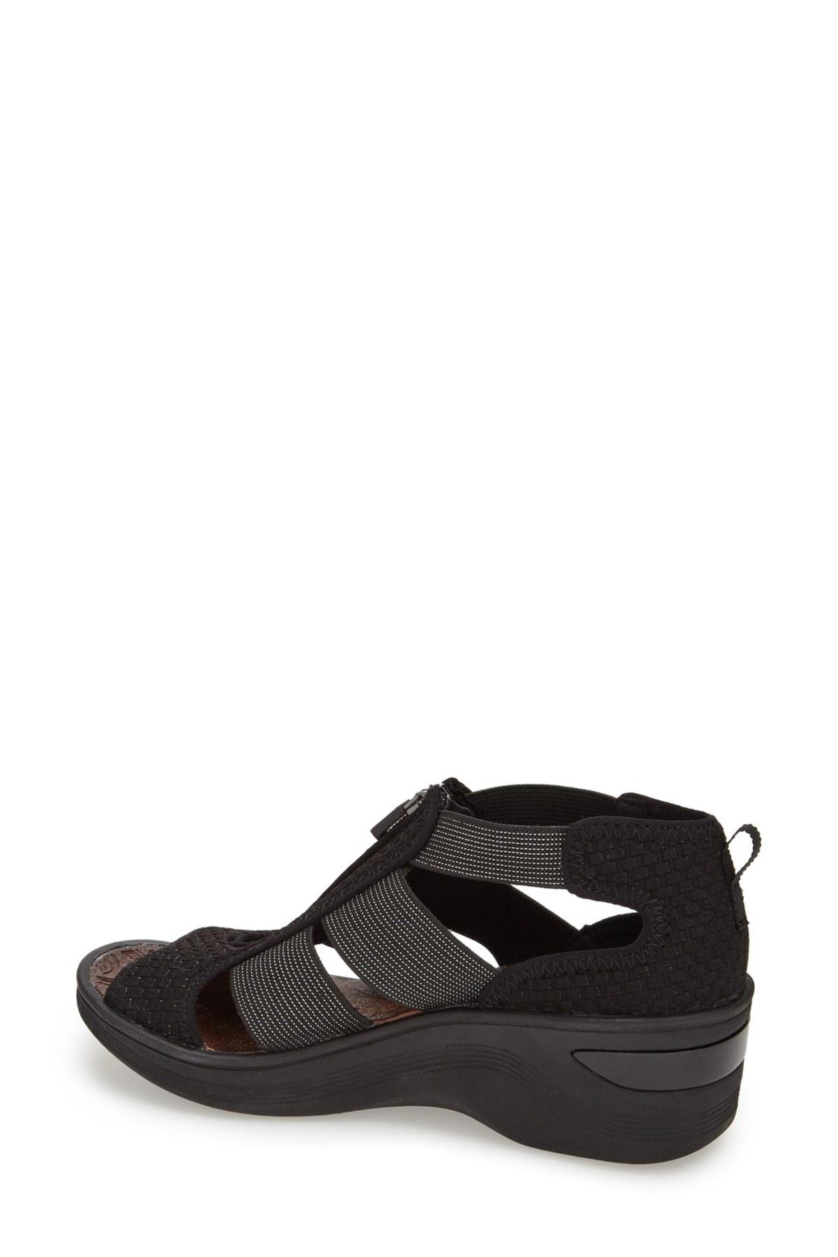 Bzees Synthetic Duet Elastic Strap Wedge Sandal Wide Width Available in Black Lyst