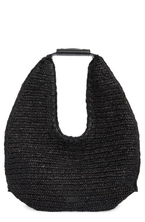 BCBGMAXAZRIA Woven Raffia Shoulder Bag in Black | Lyst
