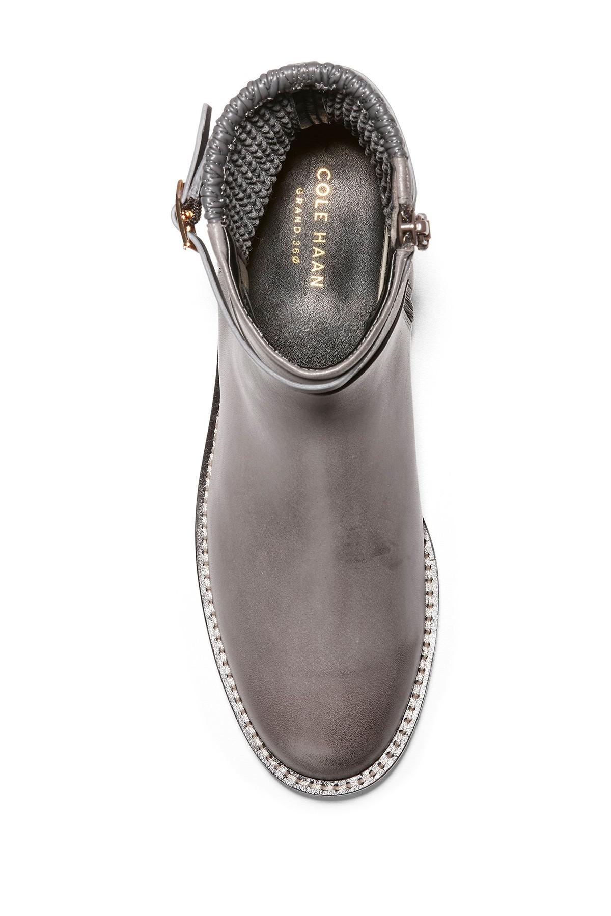 cole haan lexi grand stretch leather and woven ankle boots