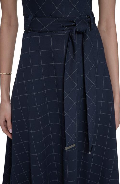 Calvin Klein Plaid Ponte Midi Dress in Blue Lyst