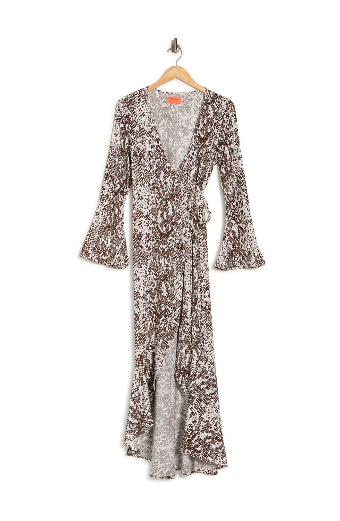 Maaji Poppy Moonbow Snake Print Maxi Cover-up Wrap Dress In Brown At Nordstrom  Rack