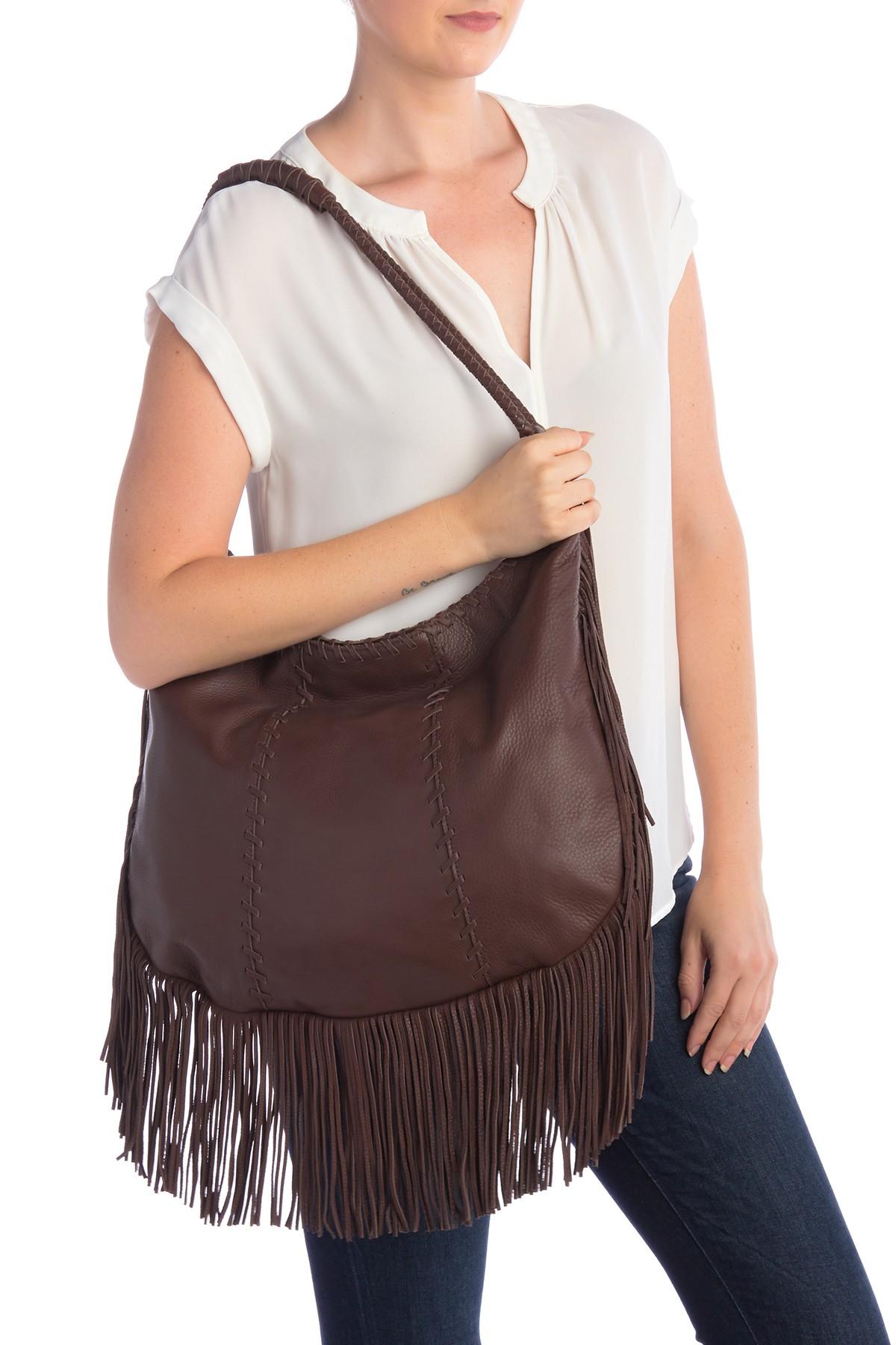 Hobo Gypsy Fringe Leather Shoulder Bag in Walnut (Brown) - Lyst