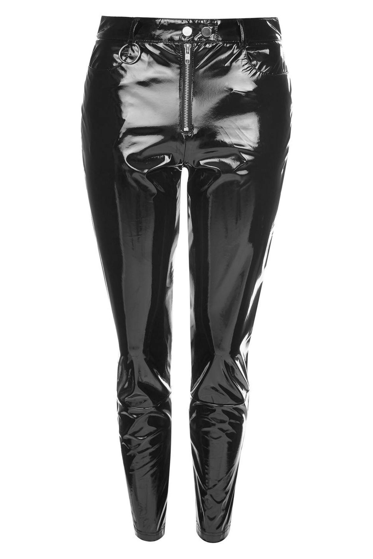 TOPSHOP Zip Vinyl Pants in Black | Lyst