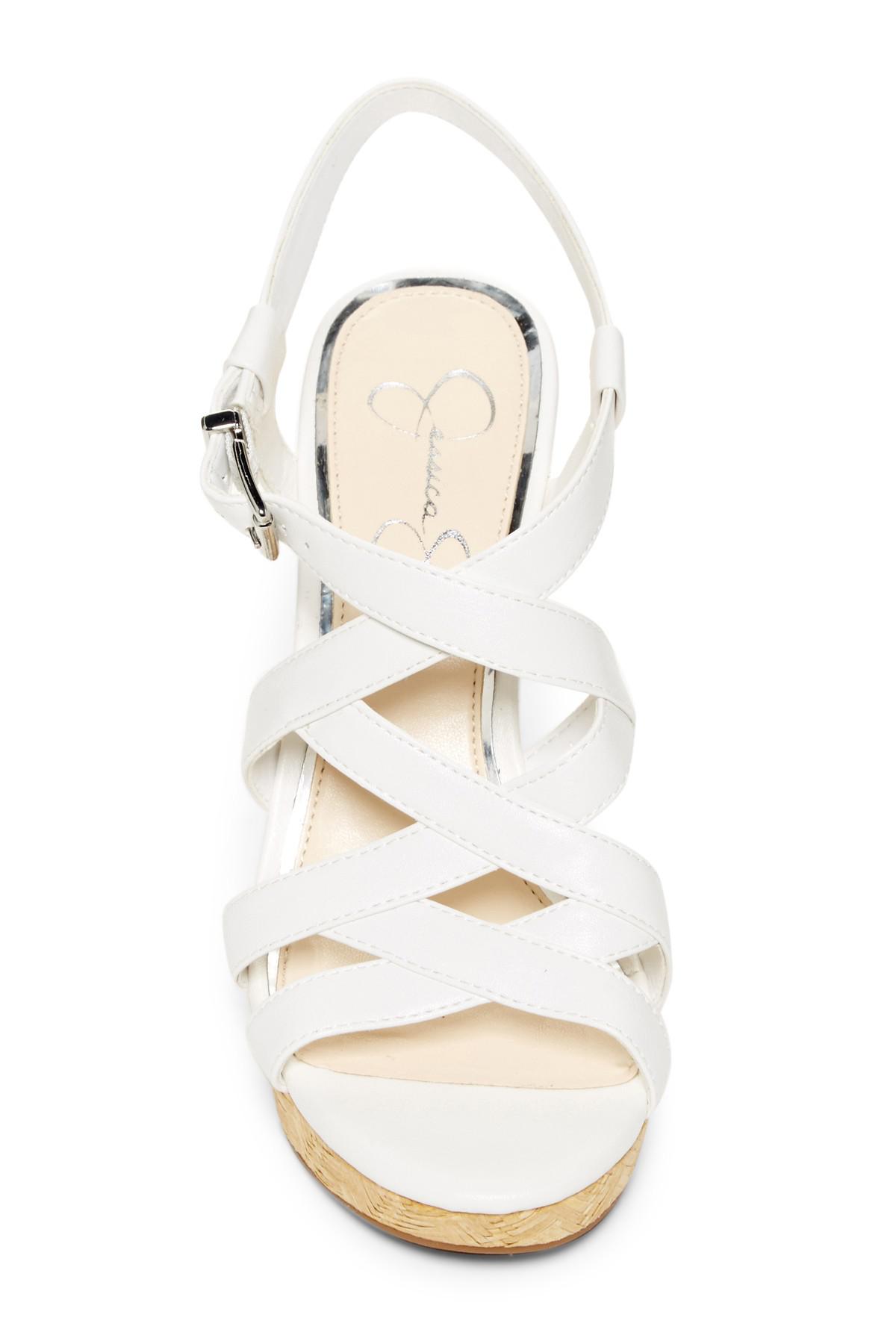 Jessica Simpson Jazlin Wedge Sandal In White Lyst