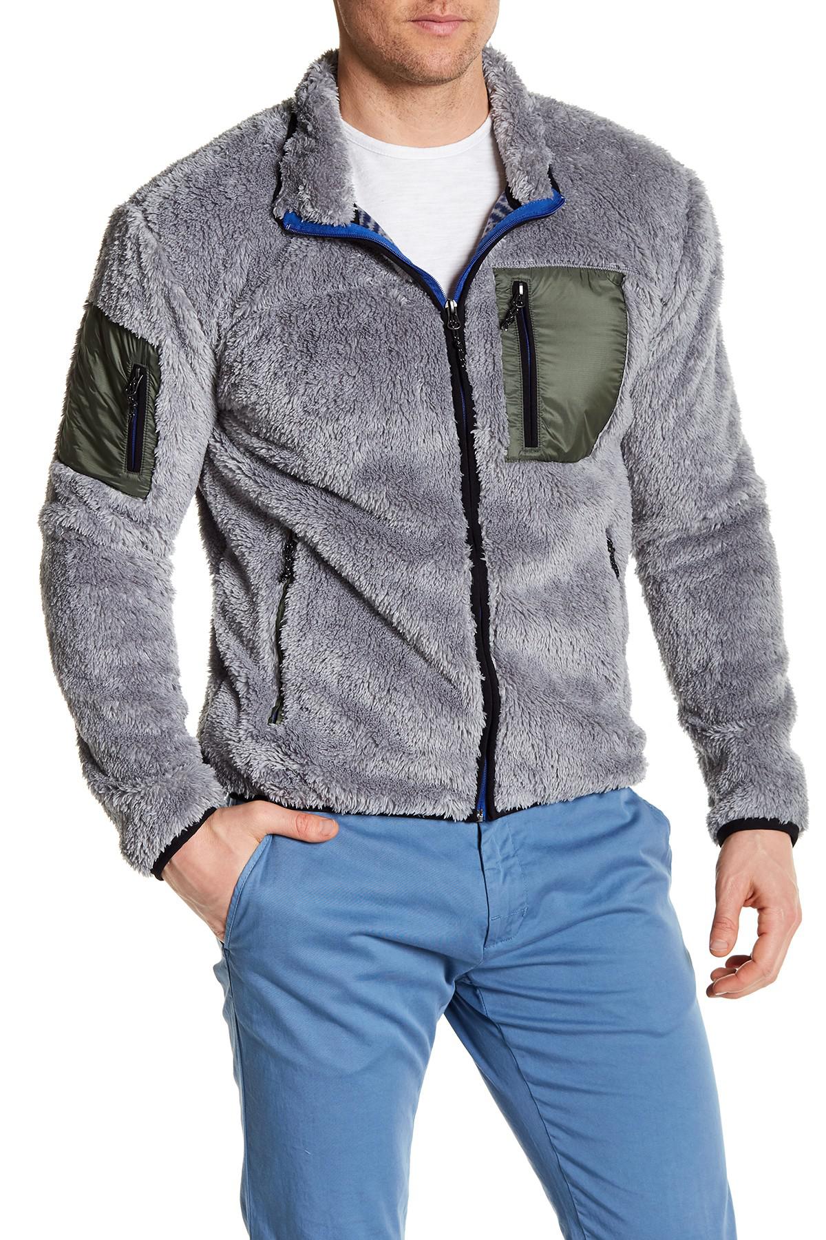 Hawke & Co. Front Zip Fleece Contrast Jacket in Grey (Gray) for Men - Lyst