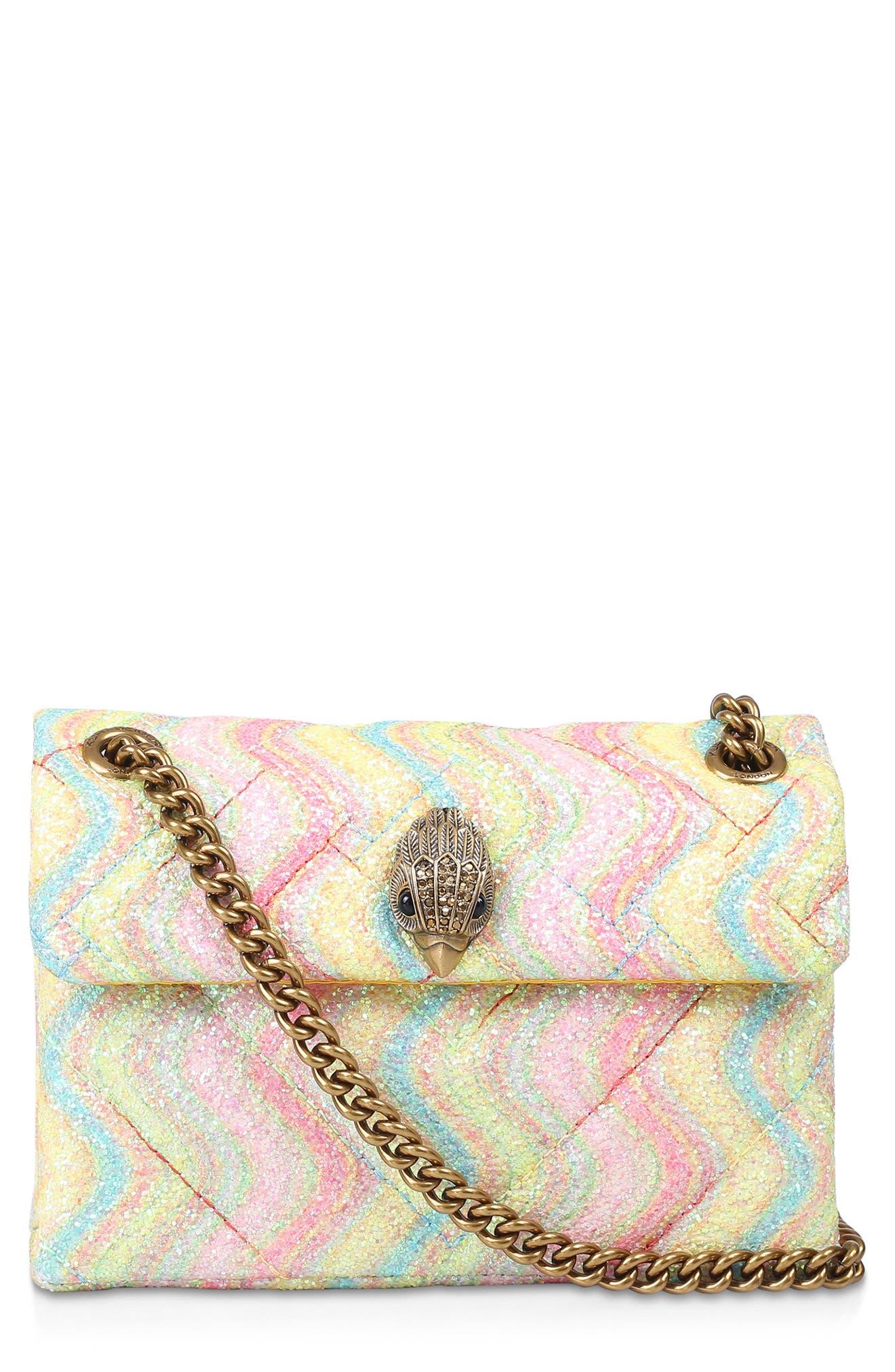 Kurt Geiger Mini Kensington Glitter Quilted Crossbody Bag in Natural | Lyst