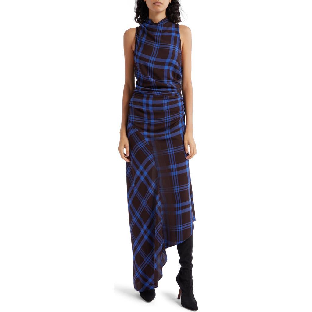 lace up plaid asymmetrical dress ASTR the Label | Adelina Satin Ruffle Maxi Dress in Blue