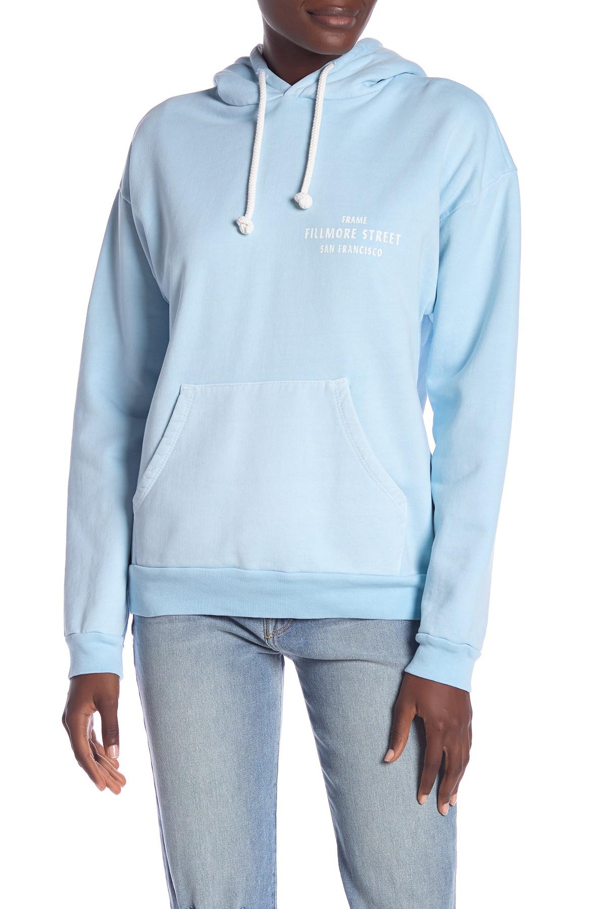 FRAME Cotton Oversized Hoodie in Faded Light Blue (Blue) - Lyst